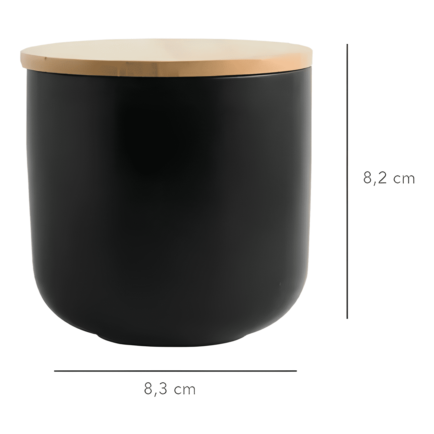 Contenedor cerámica hermético tapa madera talla S, negro-0