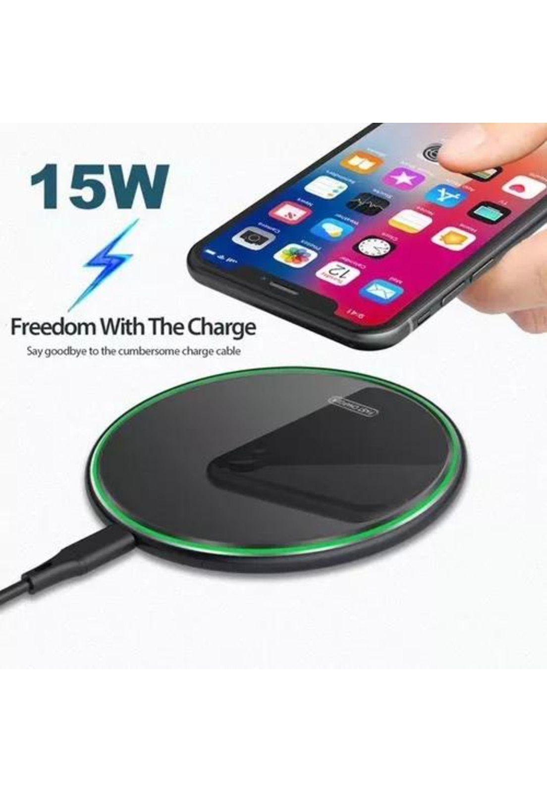 Cargador inalámbrico 15W carga rápida con cable ultraligero negro-7