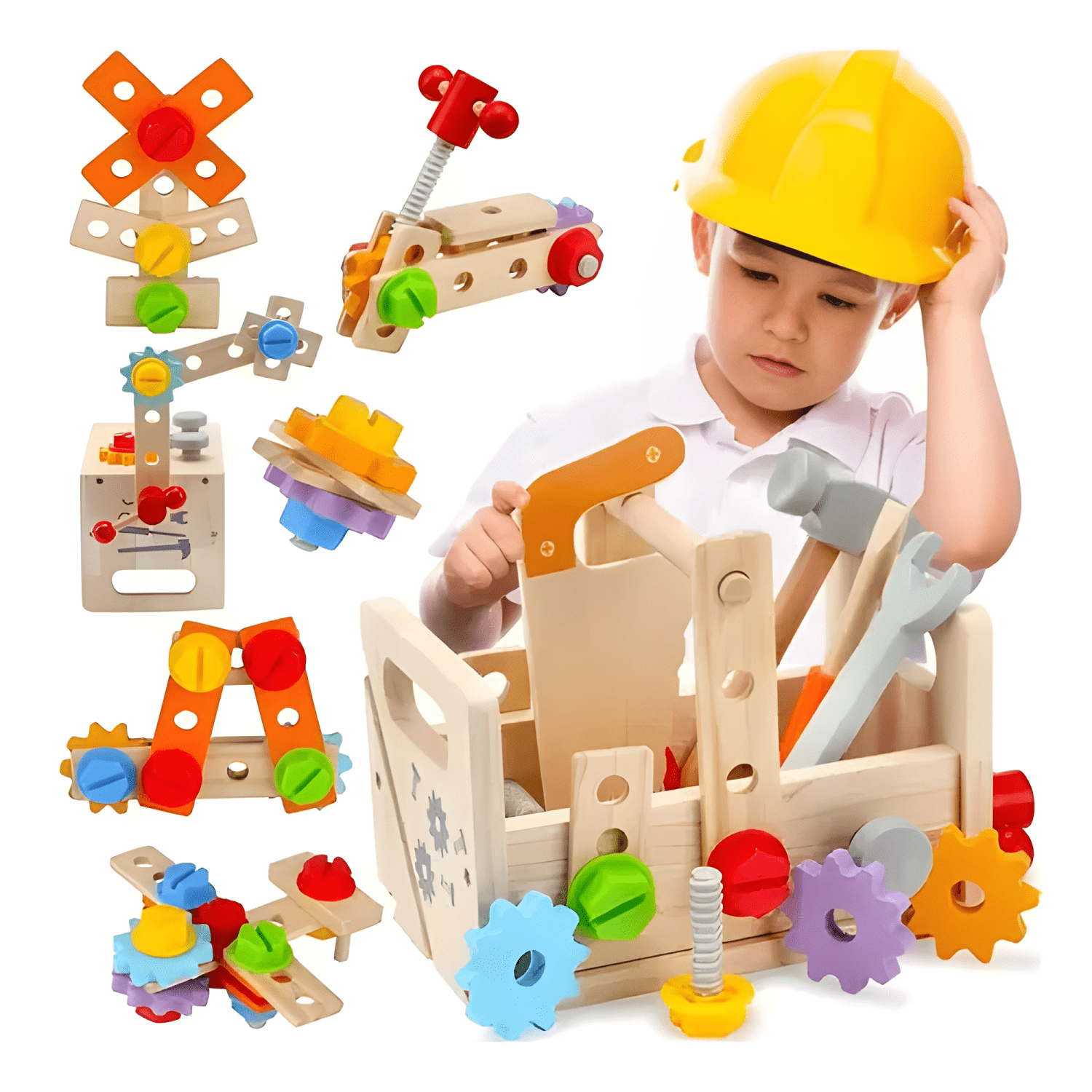 Caja de herramientas de madera juego de juguetes niños #2-0