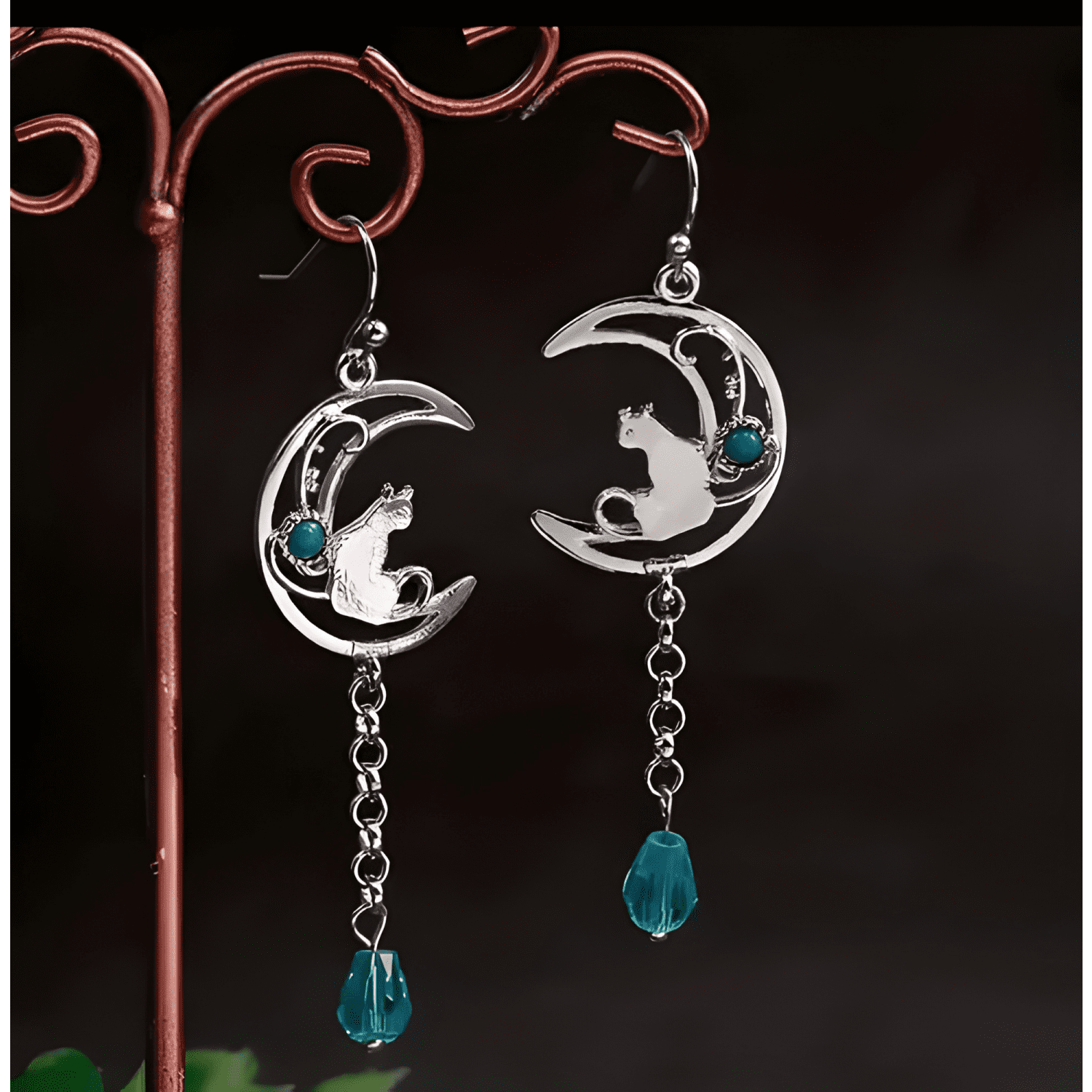 Aros Colgantes Gatito Mujer-2