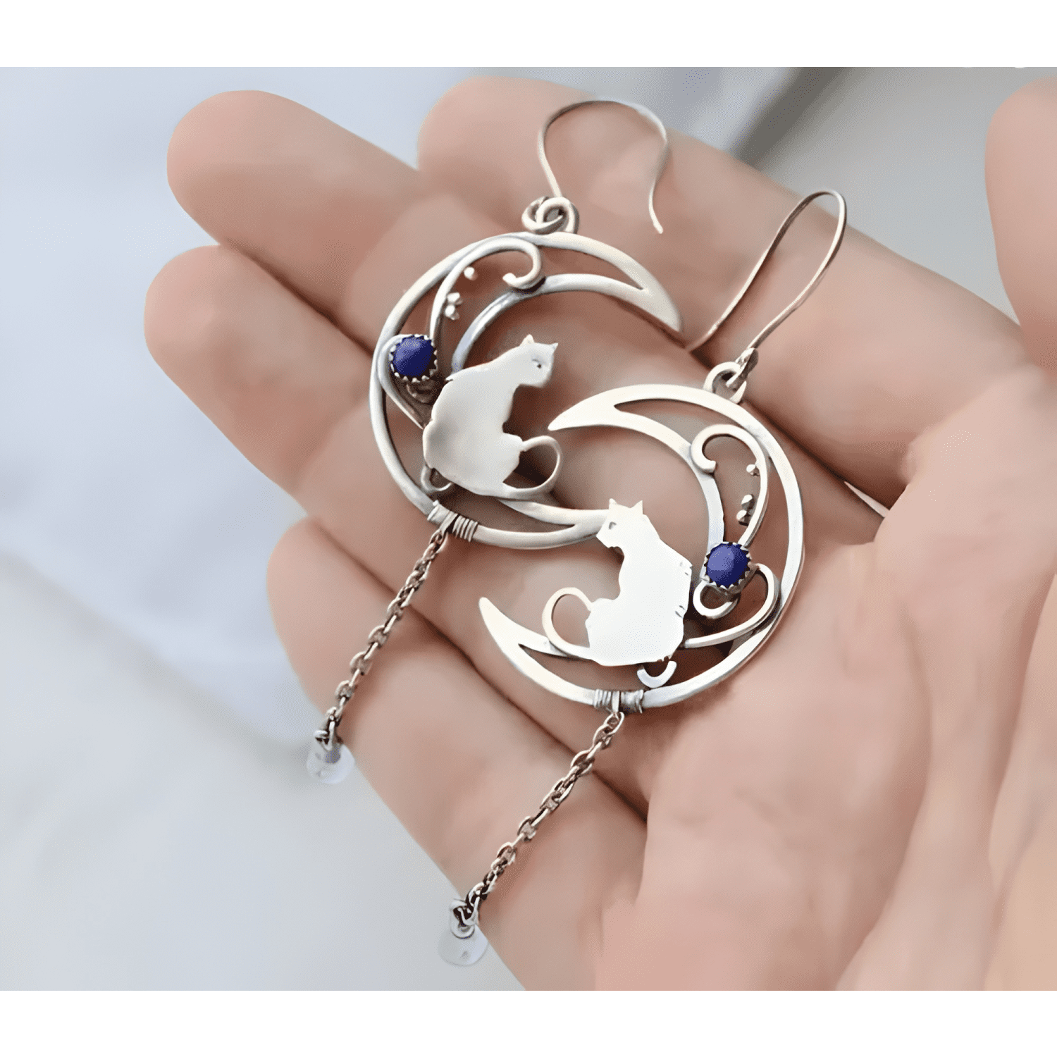 Aros Colgantes Gatito Mujer-3