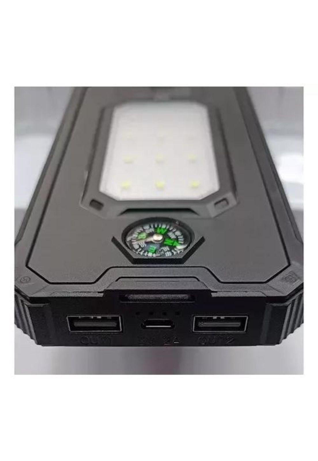 Cargador portátil solar con linterna y brújula 20,000 mAh, negro-2