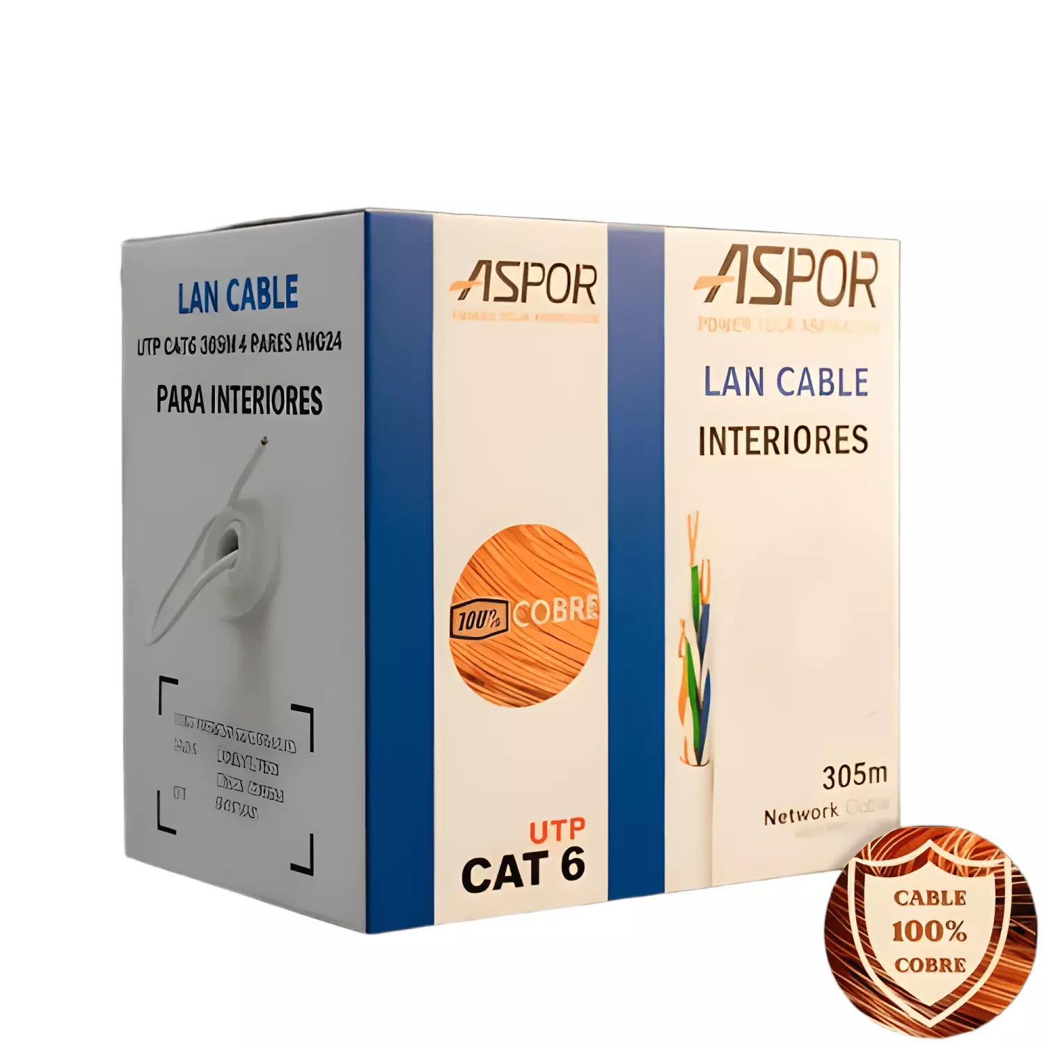 Cable de Red UTP Cat6a 305m Cobre 24AWG Alta Velocidad-0
