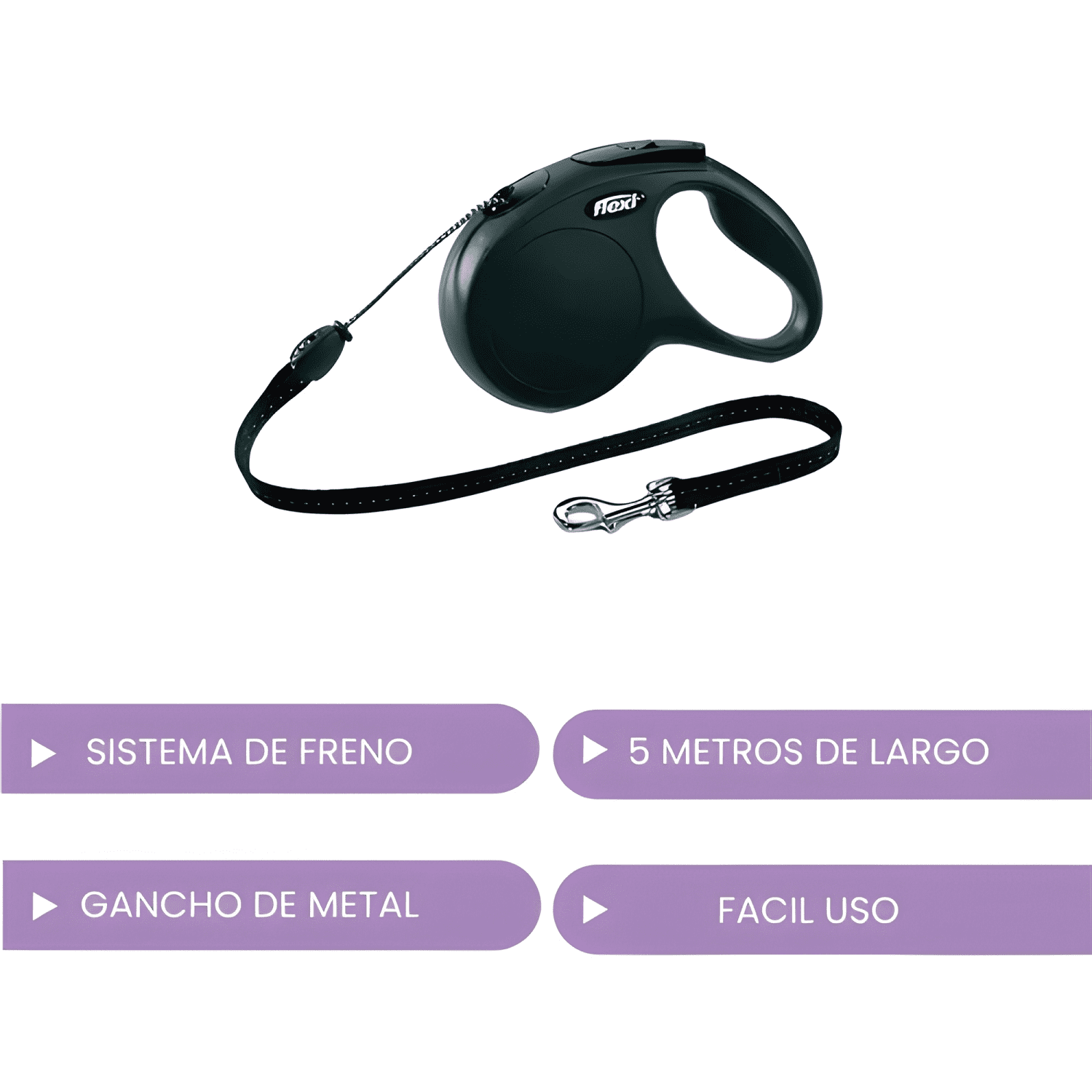 Flexi classic s design para mascotas 5m hasta 12kg Negro-2