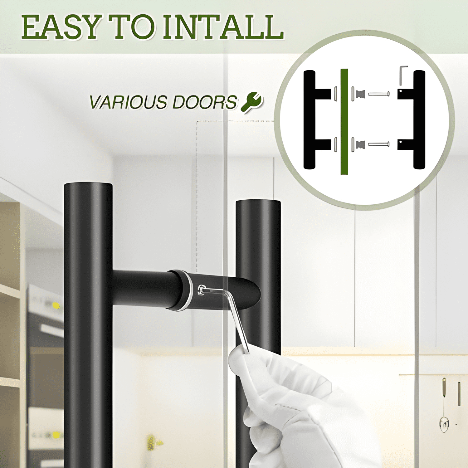 Manillón doble acero inoxidable 60 cm para puerta madera-3