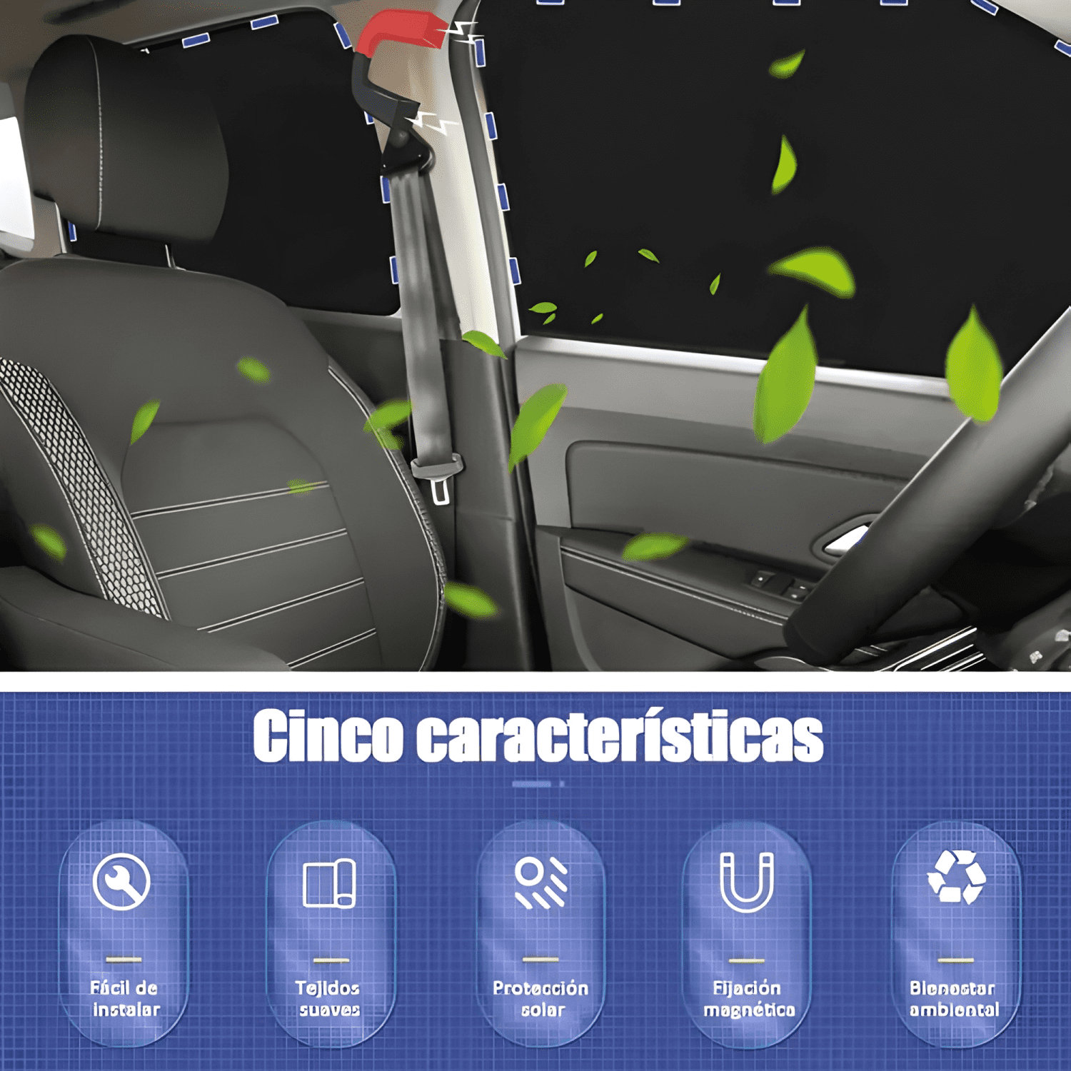 4pcs Parasoles Magnéticos para Ventana Lateral de Automóvil-2