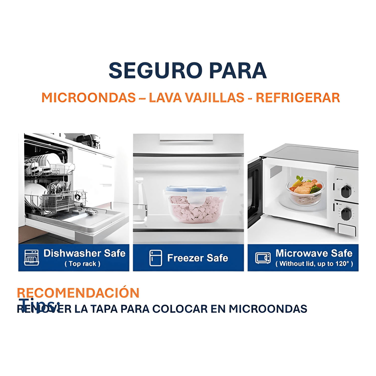 Taper hermético plástico 250 ml a 2,5 L microondas 5u-1