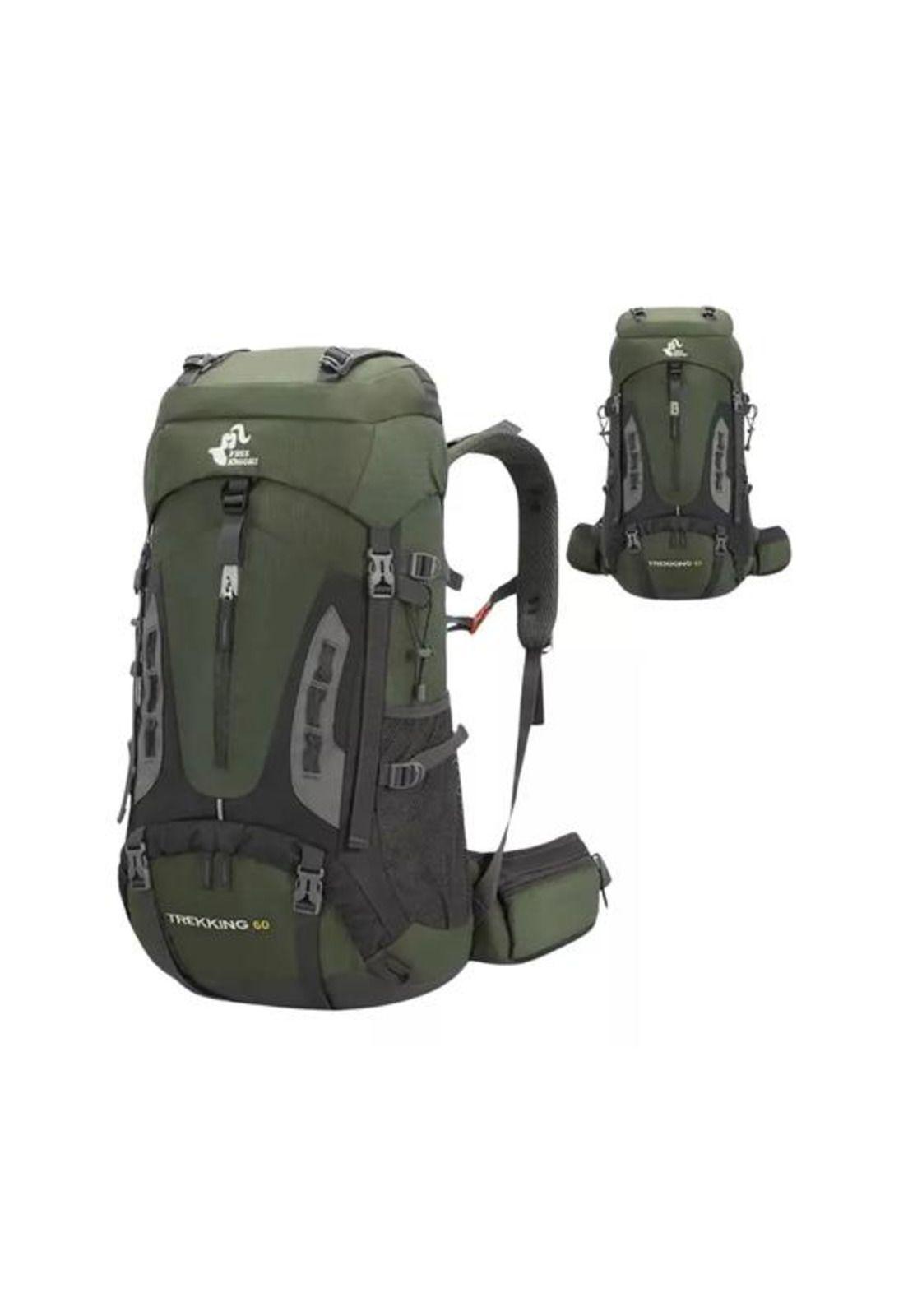 Mochila impermeable 60L con cubre mochila color verde-3