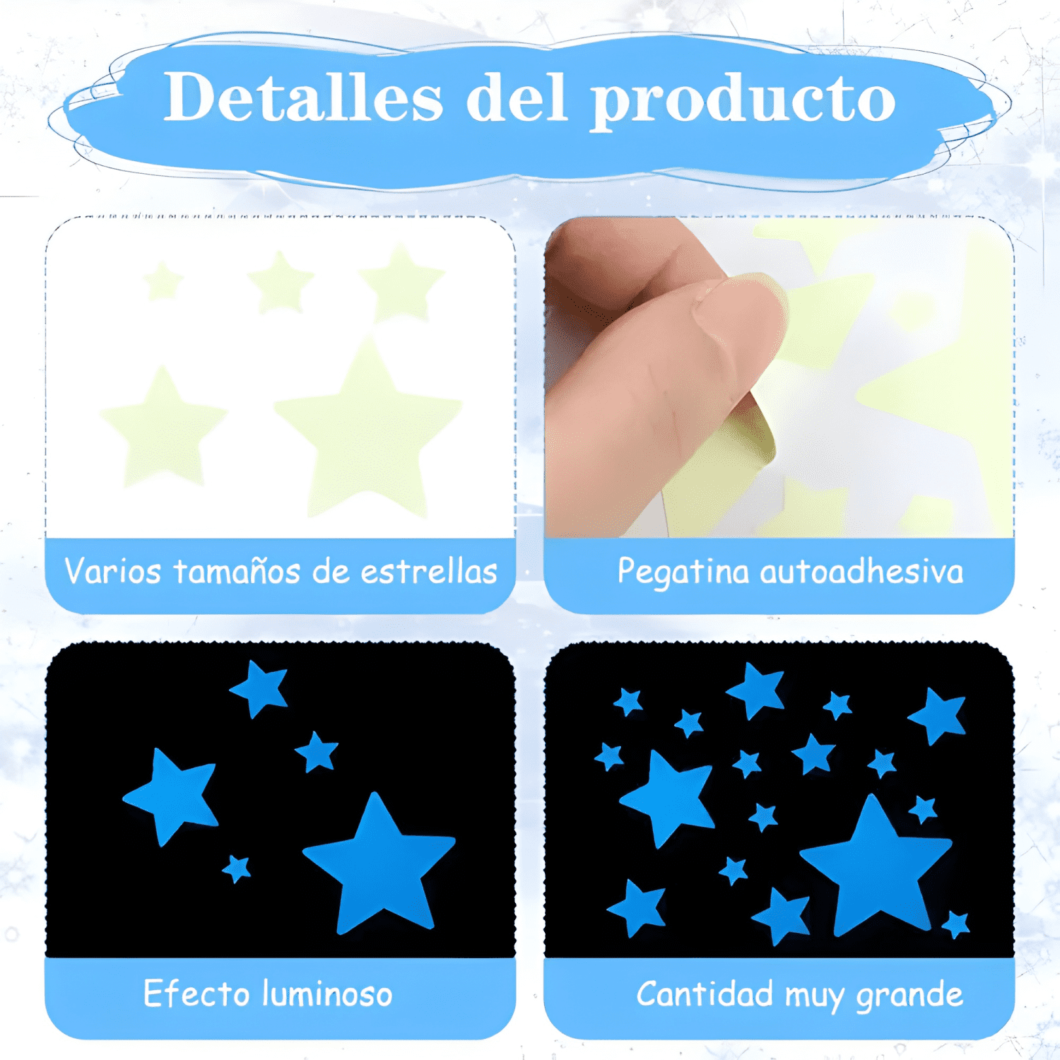 Adhesivos Fluorescentes De Estrellas Y Lunas Brillantes #6-4