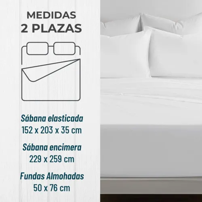 Sabana 1800 hotel ultra suave funda bordada 2 plazas color blanco-1