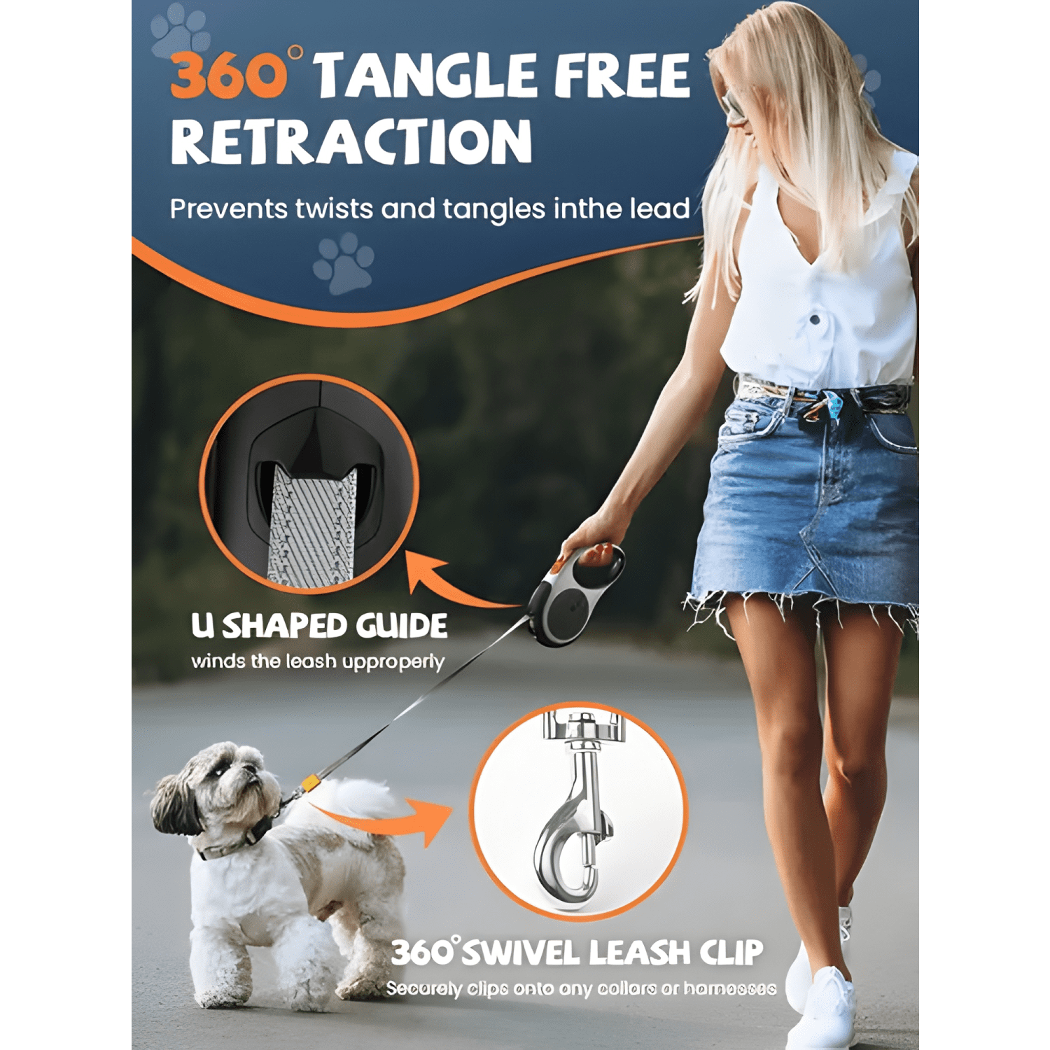 Correa de LED cable retráctil para perro 5m hasta 70kg-4