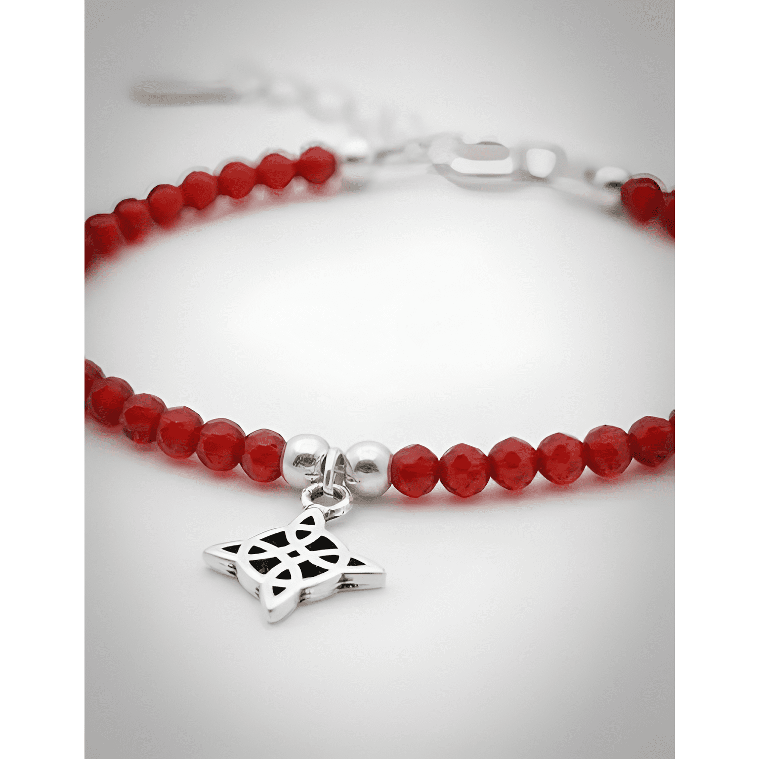 Pulsera nudo de brujas proteccion plata con cristales #2-2