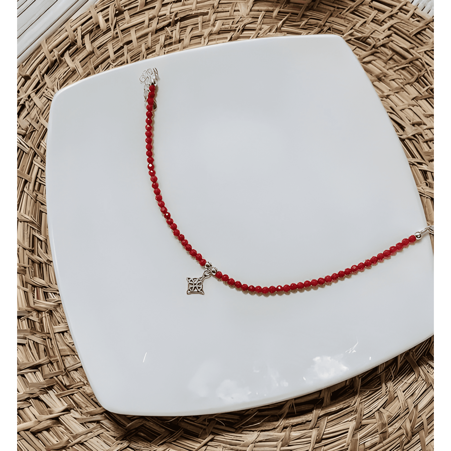 Pulsera nudo de brujas proteccion plata con cristales #2-4