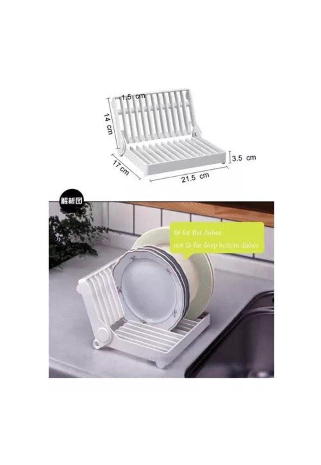 Secaplatos Escurridor - Estante Plegable, Organizador de Cocina, Color Blanco-2