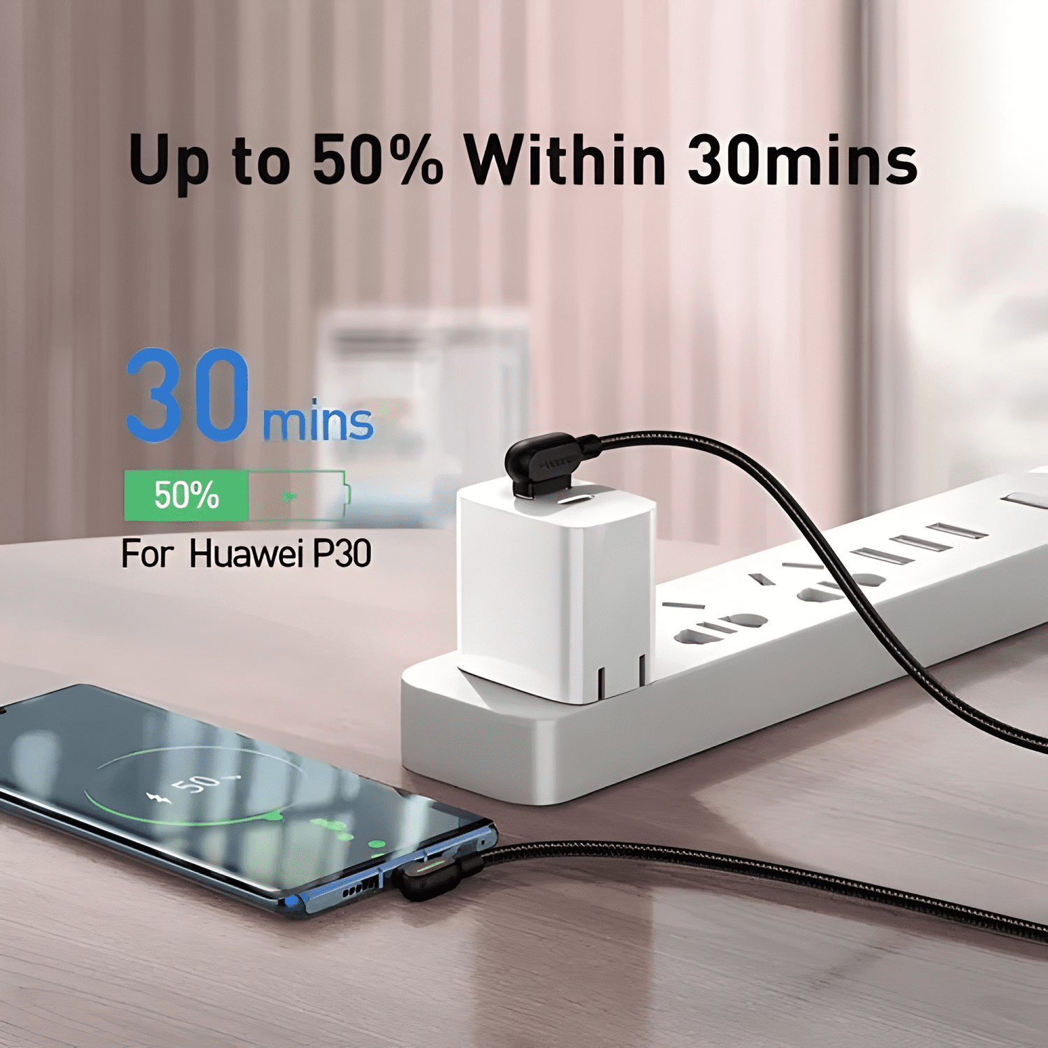 Cable USB tipo c 3.0 carga rápida 3mt 90° l luz LED 3a-2