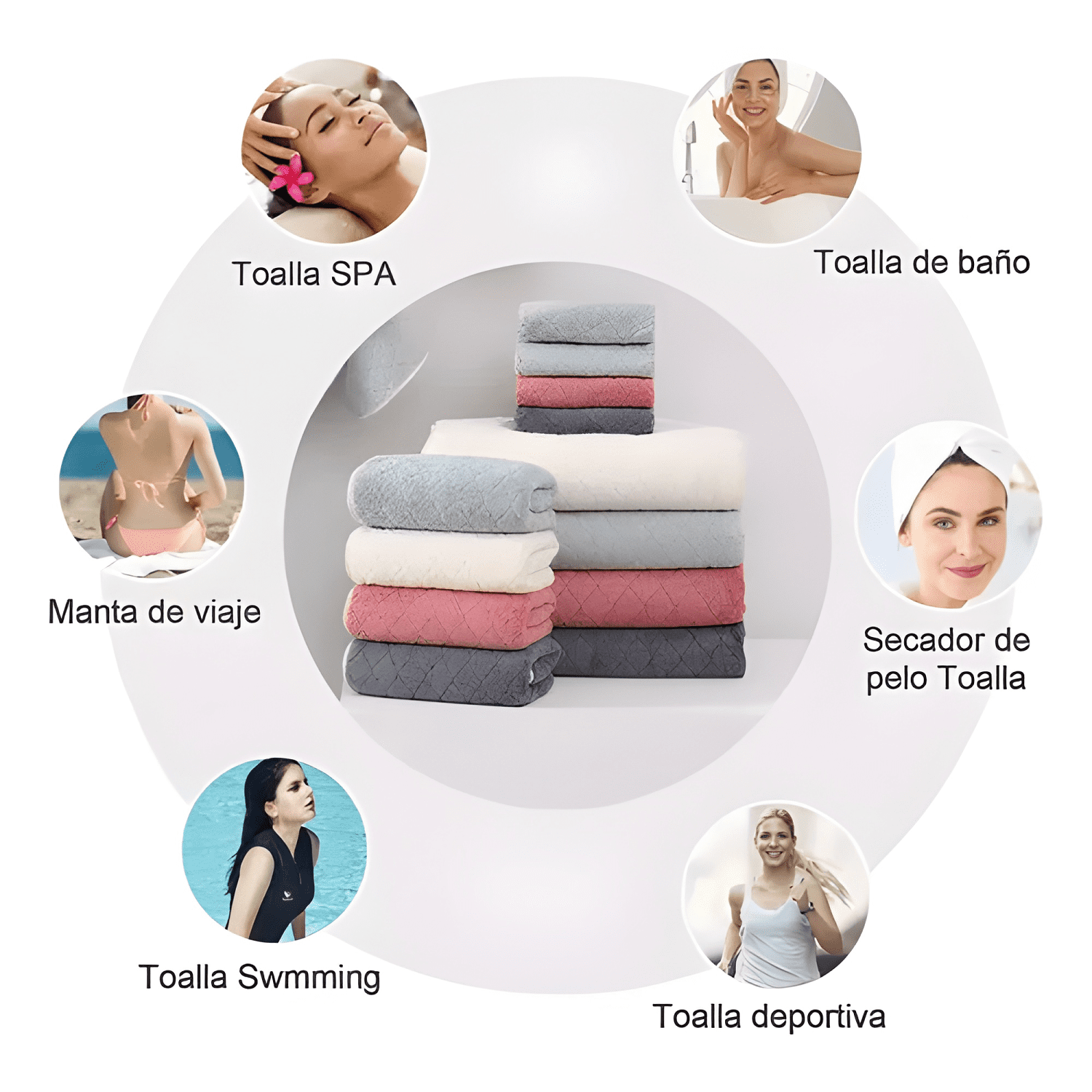 Juego de 8 toallas de baño toalla mano altamente absorbentes-4