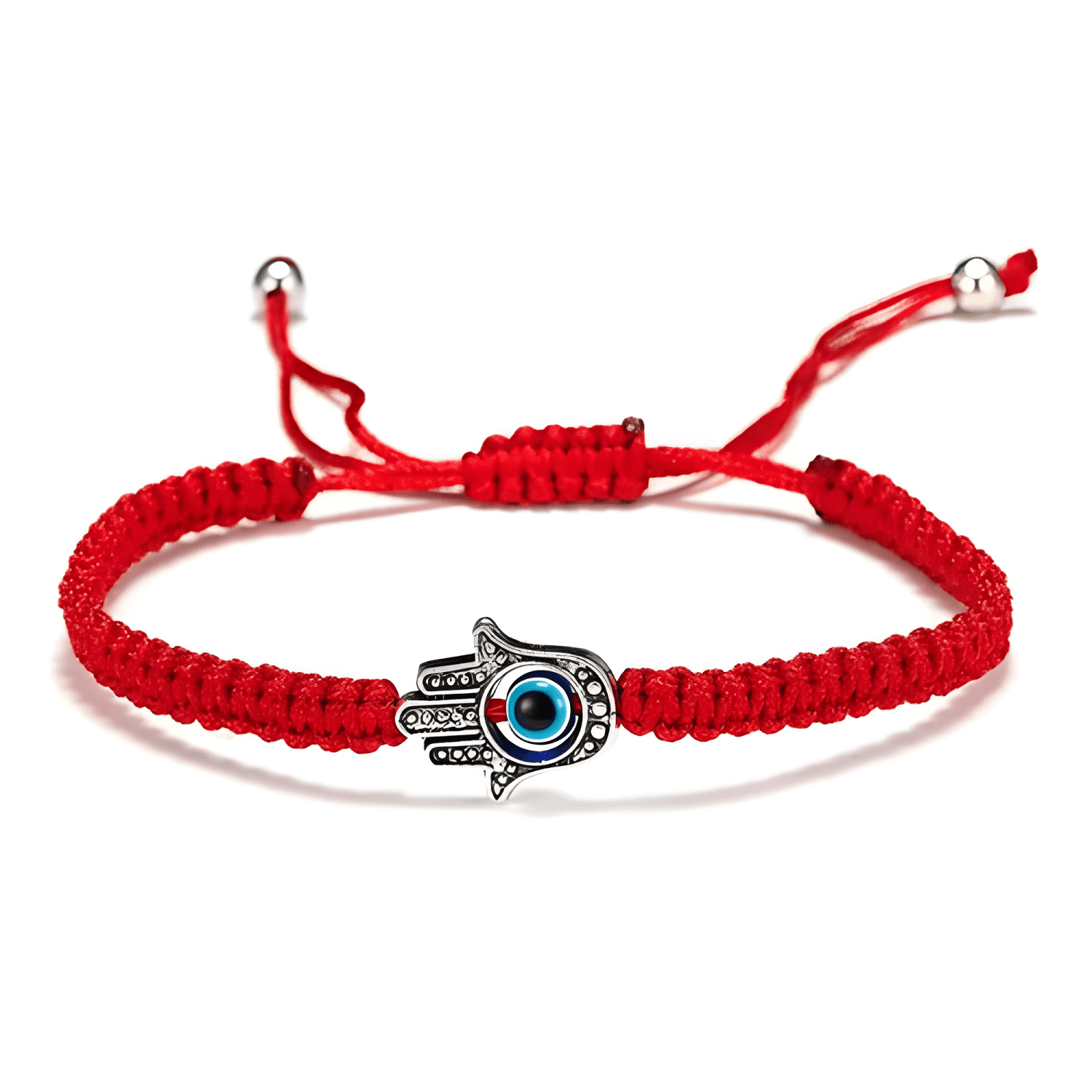 Pulsera ojo turco mano de fátima hilo amuleto Rojo #2-0