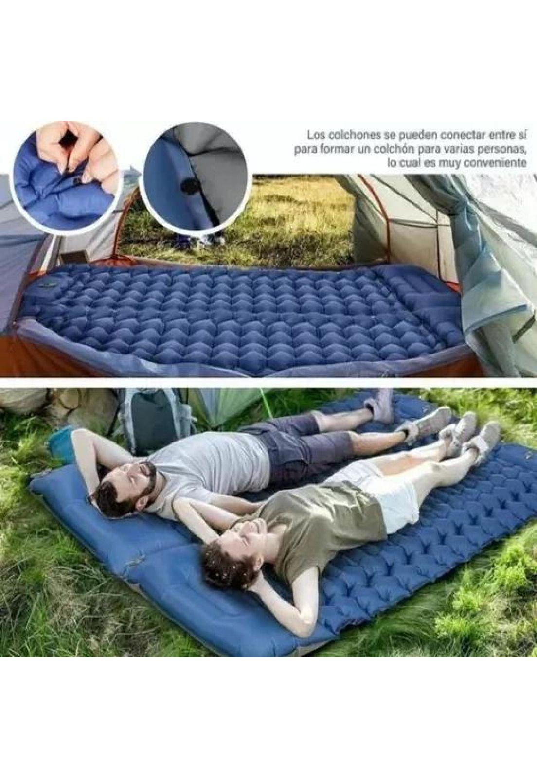 Colchoneta inflable plegable para acampada y senderismo, color azul-2
