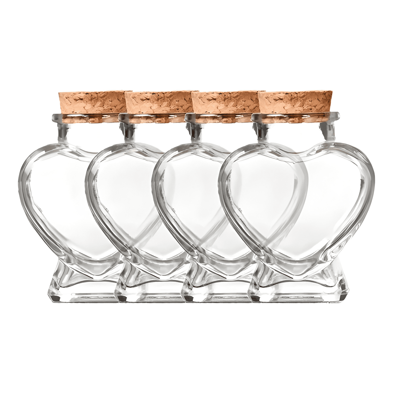 Pack 12 botellas corazón vidrio 150 ml tapa corcho-0