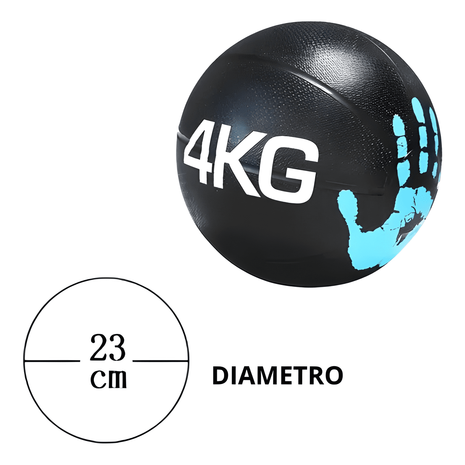 Balón medicinal 4kg con rebote para entrenamiento Negro-2