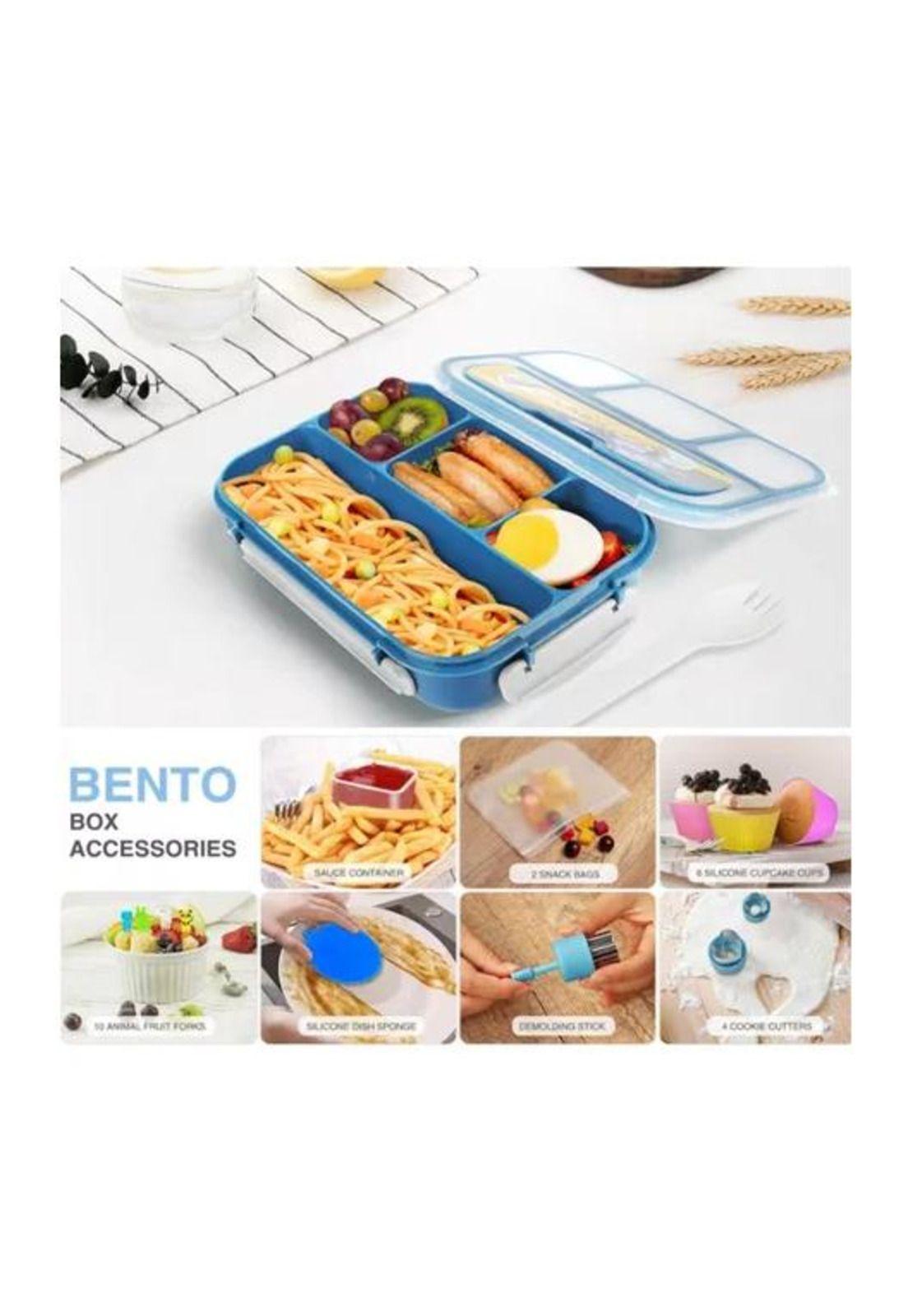 Bolso Lonchera Térmica y Fiambrera Set para Niños y Adultos - Color Azul-4