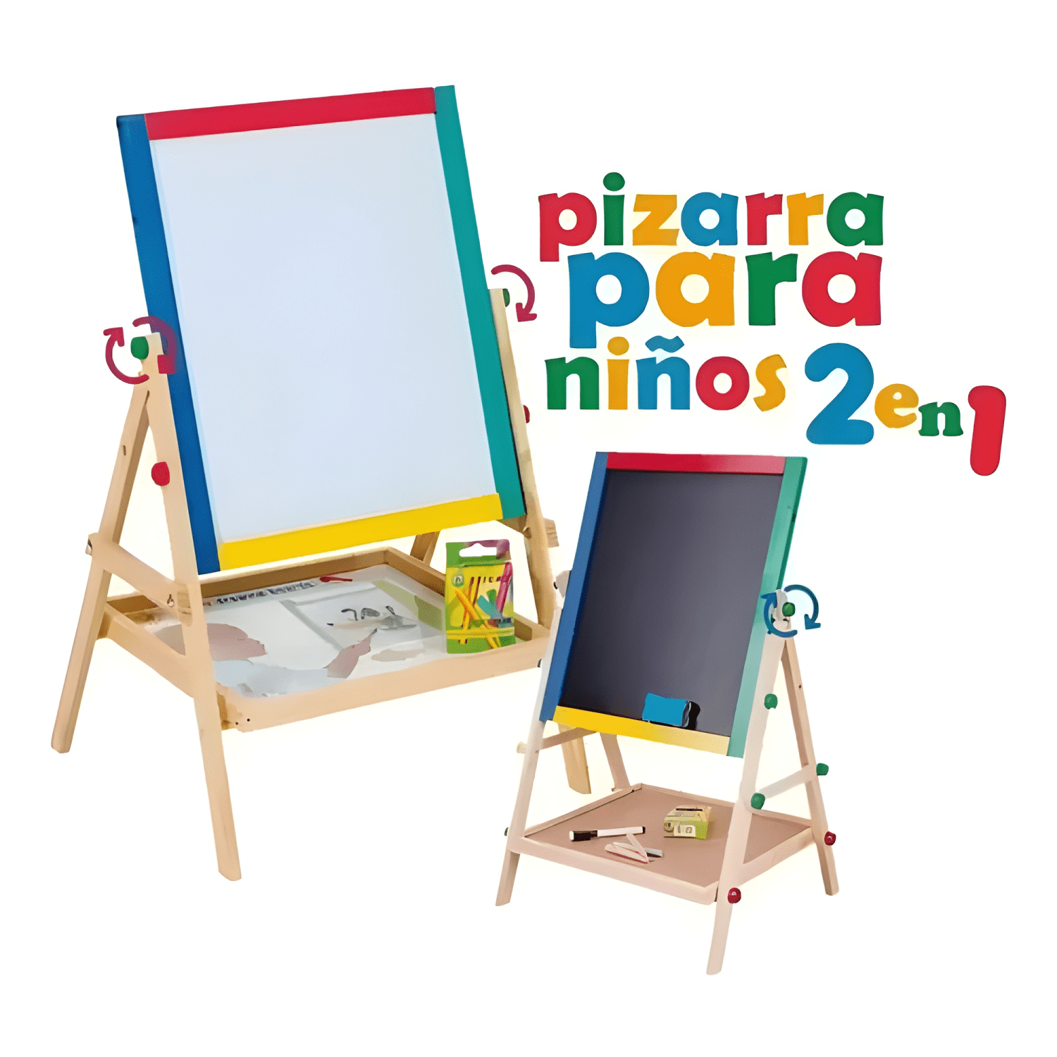Pizarra atril para niño magnética doble (tiza/plumón) #2-1