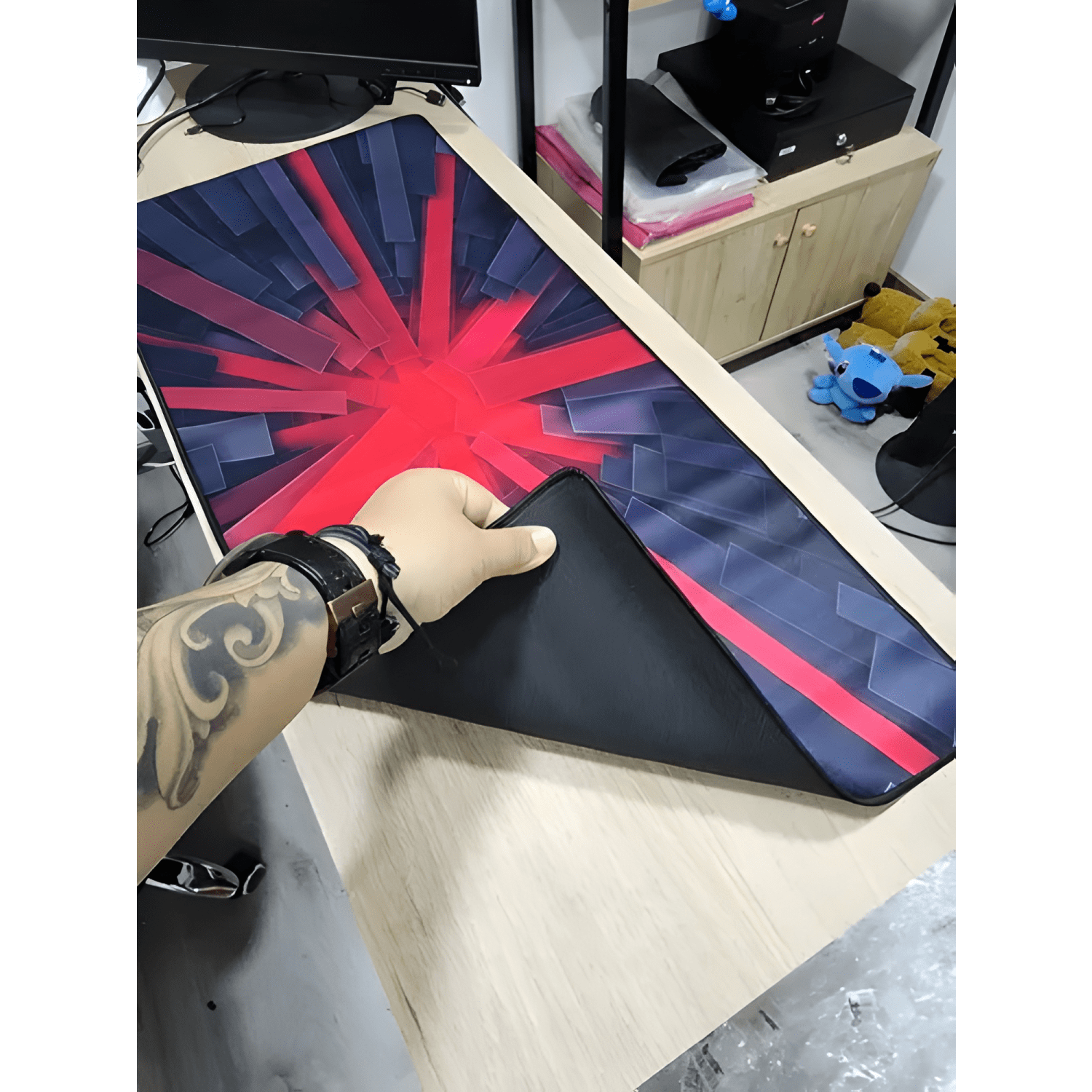 Mousepad Rectangulos Rojos Xl 90x40-1