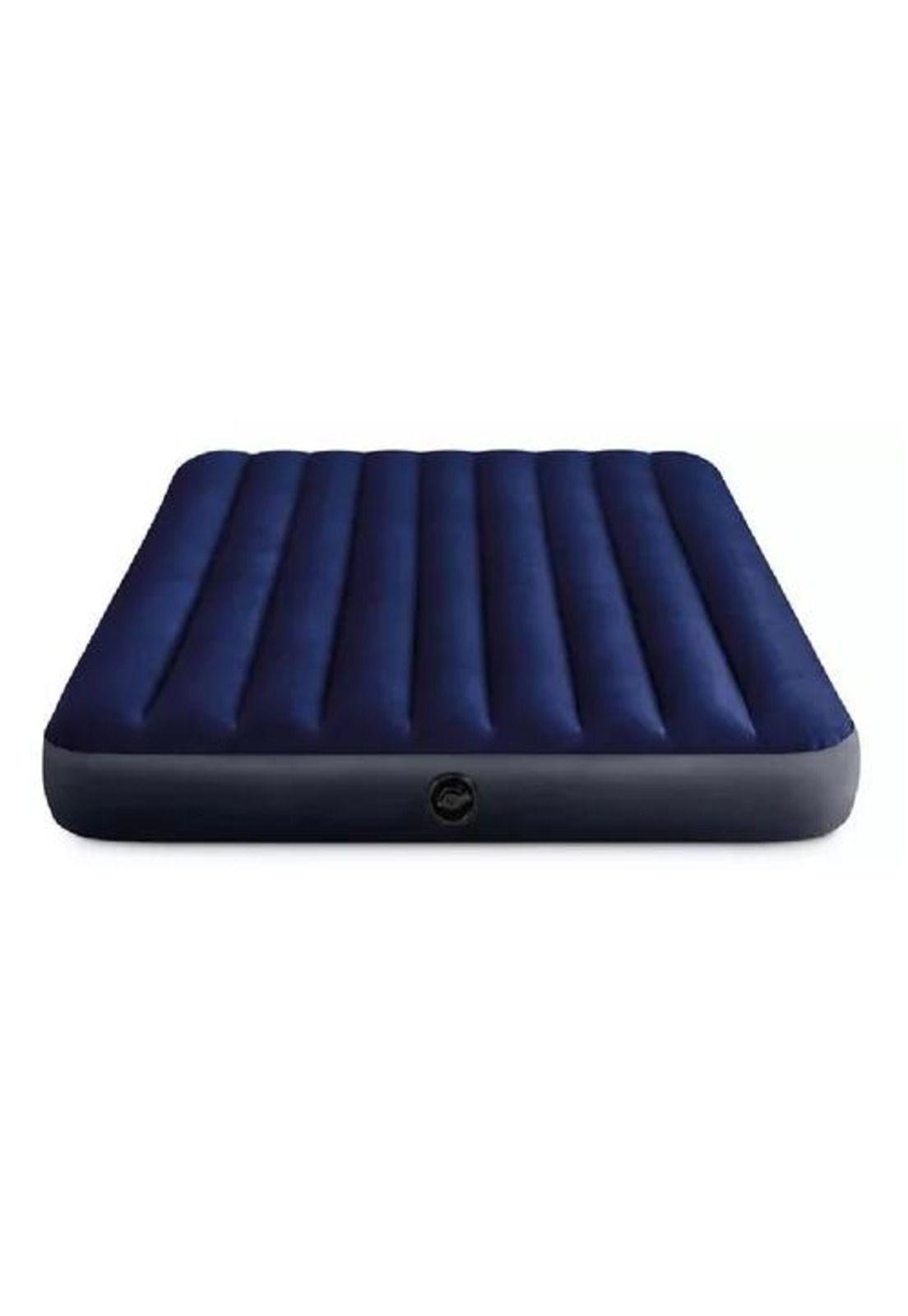 Colchón inflable para campismo, bomba, 2 almohadas, queen, color azul-3