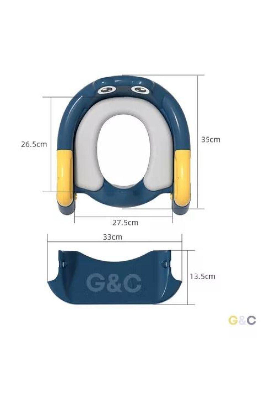 Asiento Entrenador Baño - Con Escalera y Agarradera para Niños, Color Azul/Amarillo-5