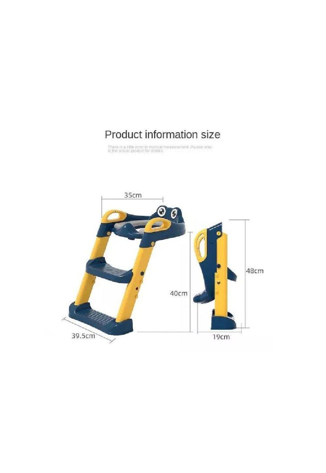 Asiento Entrenador Baño - Con Escalera y Agarradera para Niños, Color Azul/Amarillo-7