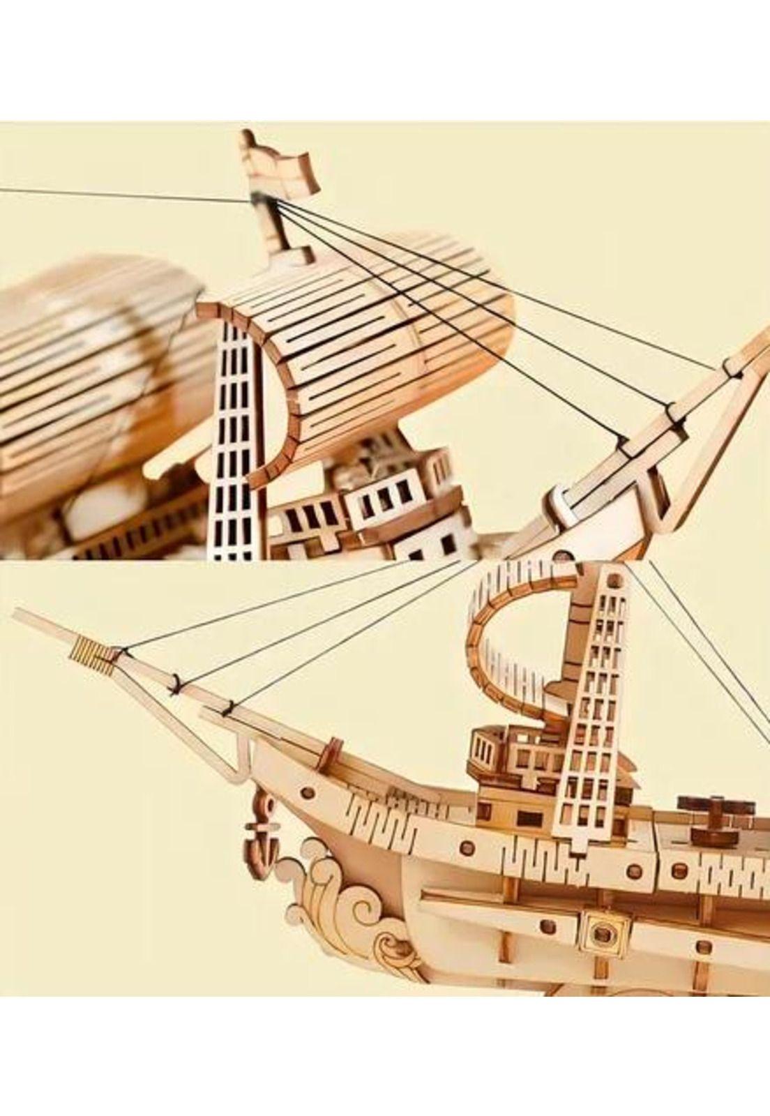 Barco mercante, puzzle 3D, color crema-4