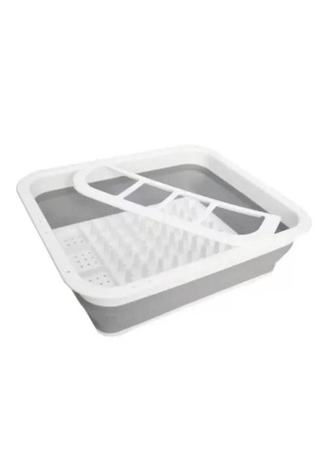 Secador de Platos Multiusos - Porta Cubiertos, Plegable, Cocina, Color Blanco/Gris-4