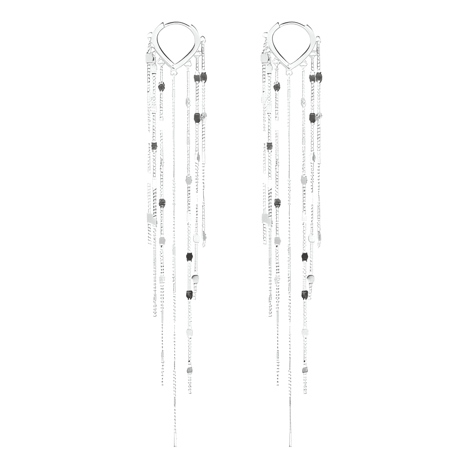 Aros Largos Colgantes Elegantes Cascada Plateado-0