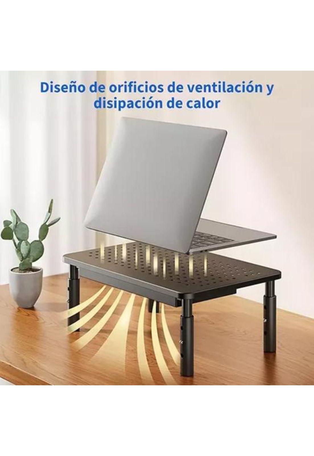 Base monitor soporte 3 alturas notebook PC impresora con cajón negro-4