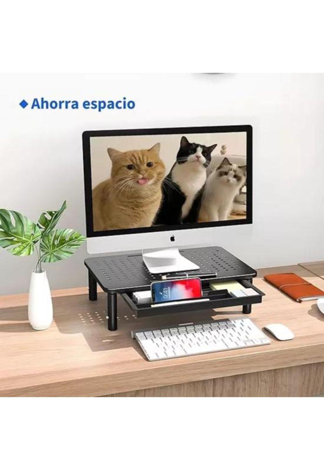 Base monitor soporte 3 alturas notebook PC impresora con cajón negro-5
