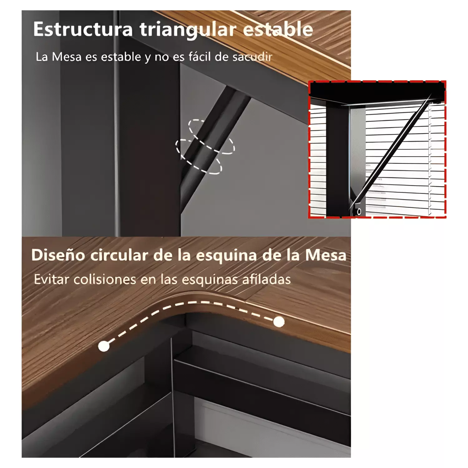 Escritorio en l oficina madera y fierro moderno #9-3