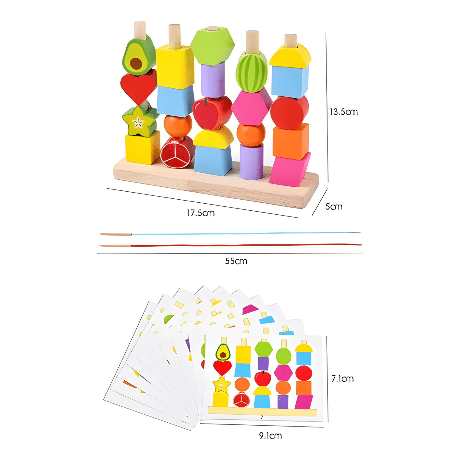 Juego de patrones y encaje, ensartar para niños montessori-3