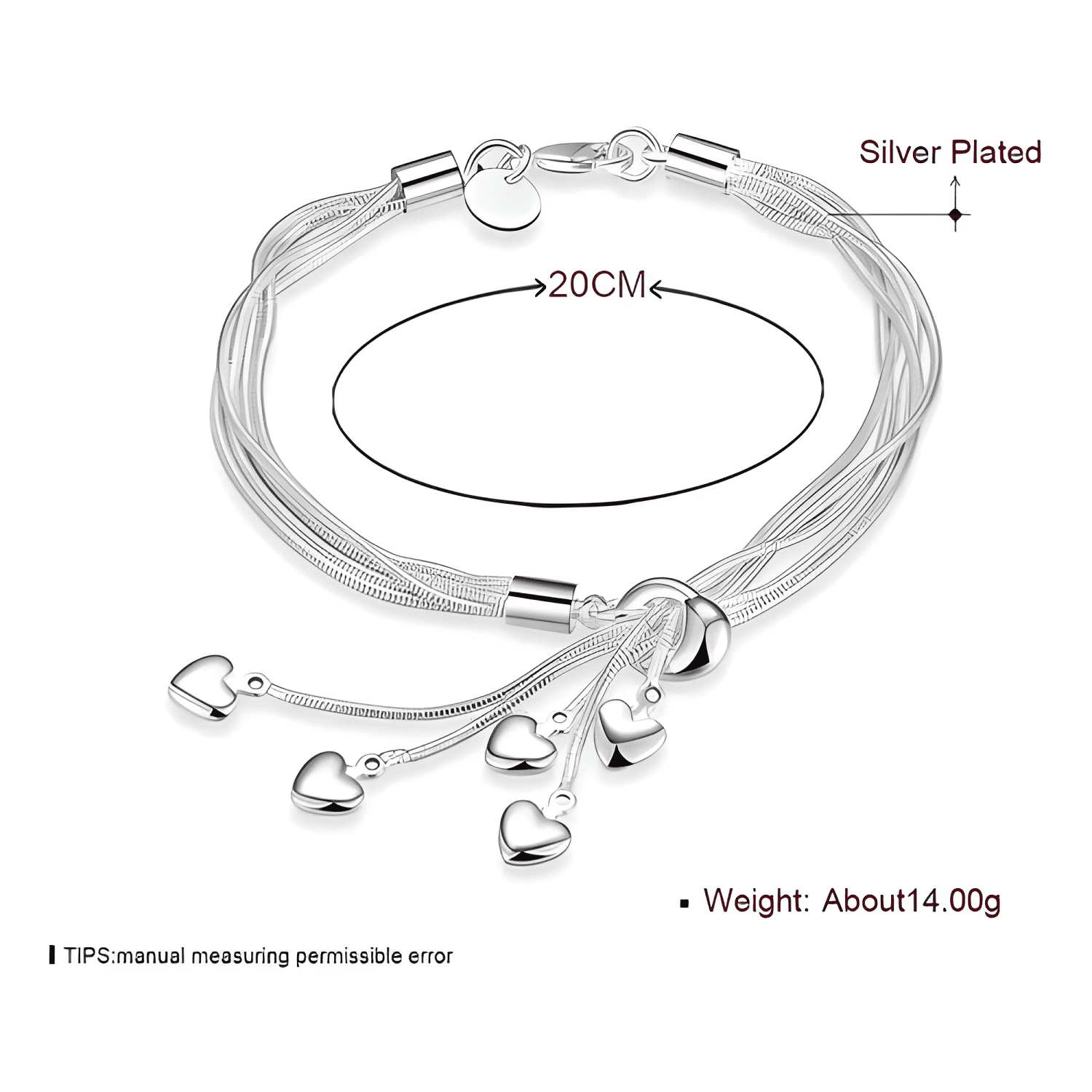 Pulsera brazalete plata 925+regalo aniversario corazon-3