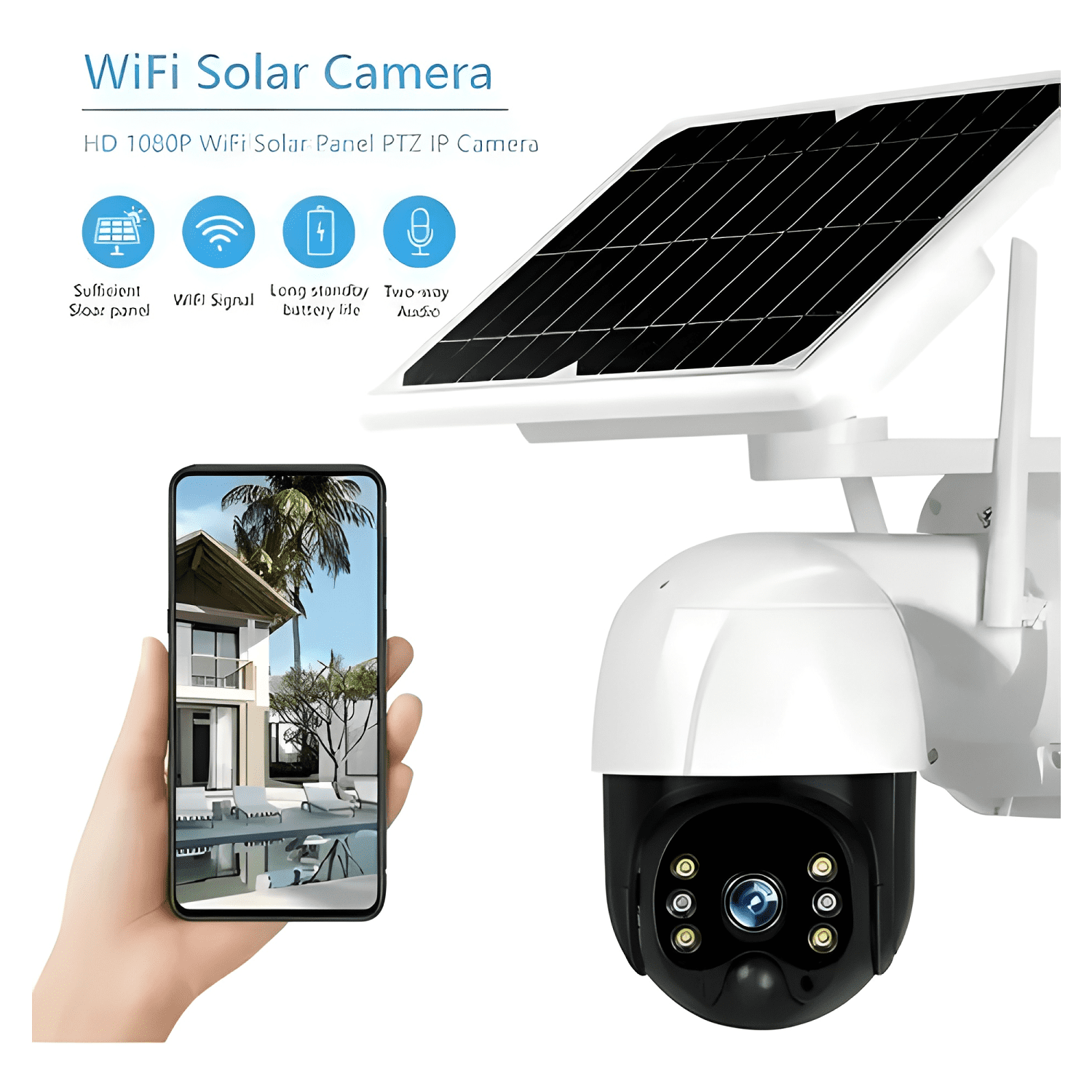 Camara Ip Solar Seguridad Wifi Exterior Hd 1080p Blanco-2