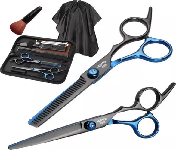 Kit tijeras + capa + accesorios barbería profesional-0