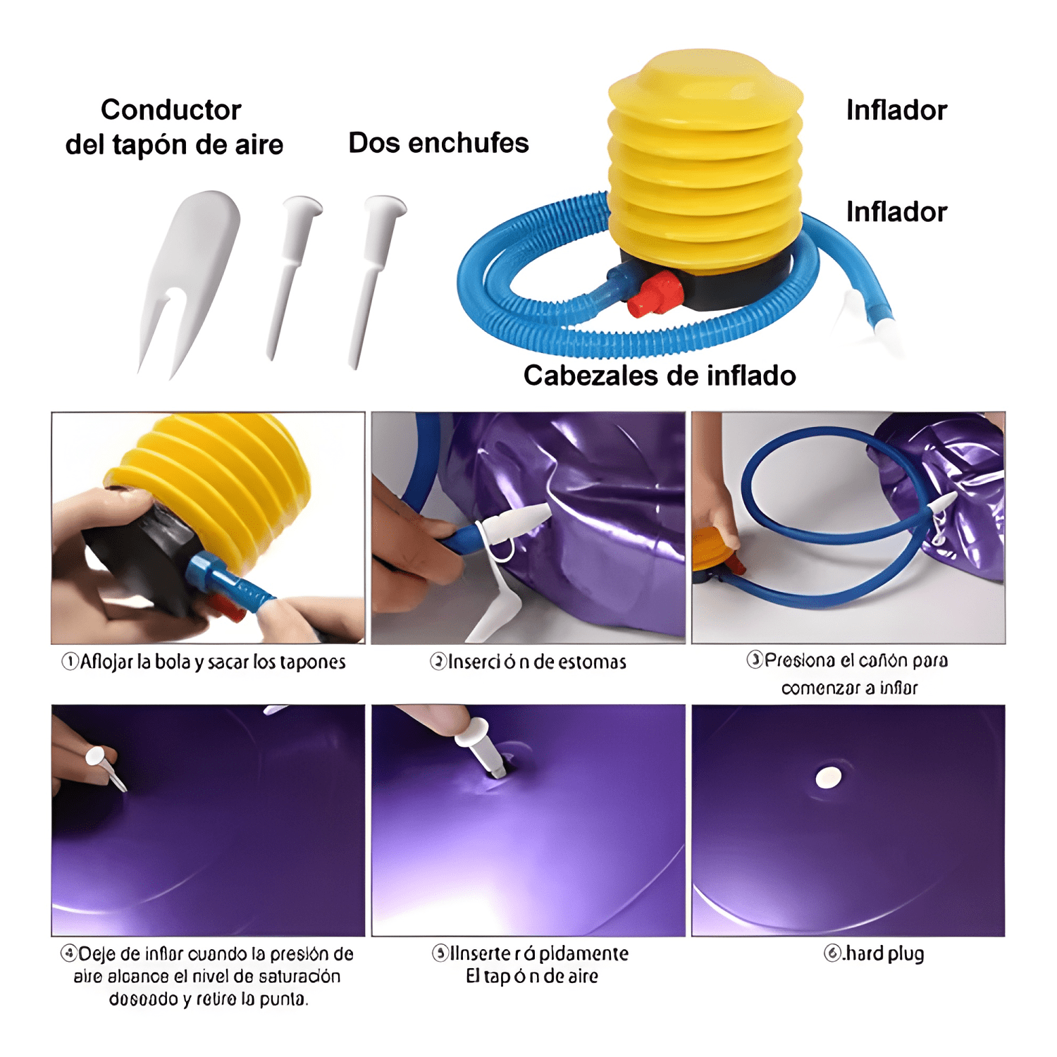 Pelota fitness de ejercicio para yoga pilates con bomba 55cm-4