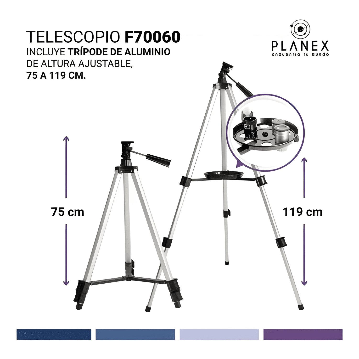 Telescopio Astronómico Monocular F70060 Planex + Soporte-2