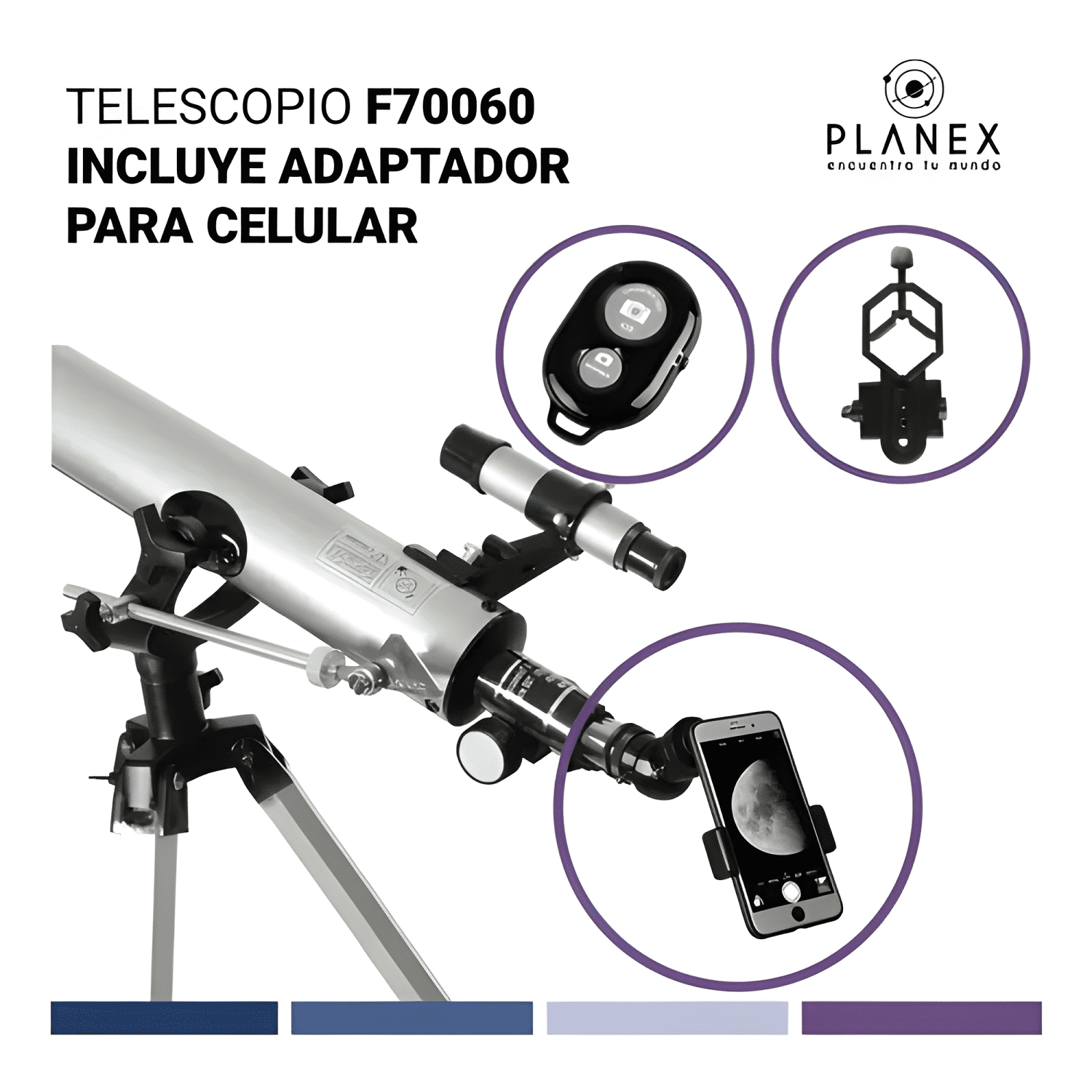 Telescopio Astronómico Monocular F70060 Planex + Soporte-3