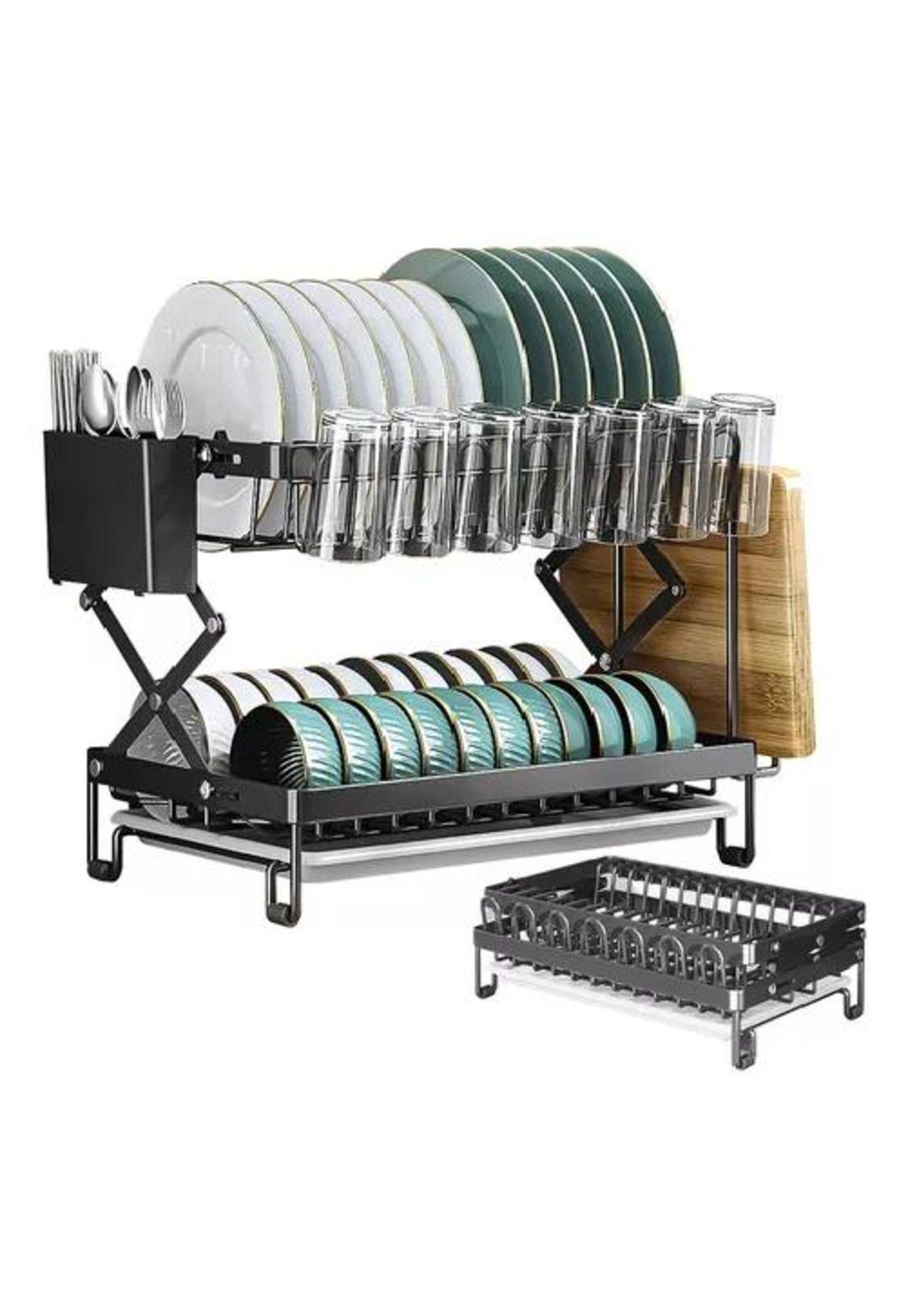 Secador Escurridor Plegable de Loza - Platos, 2 Niveles, Cocina-1