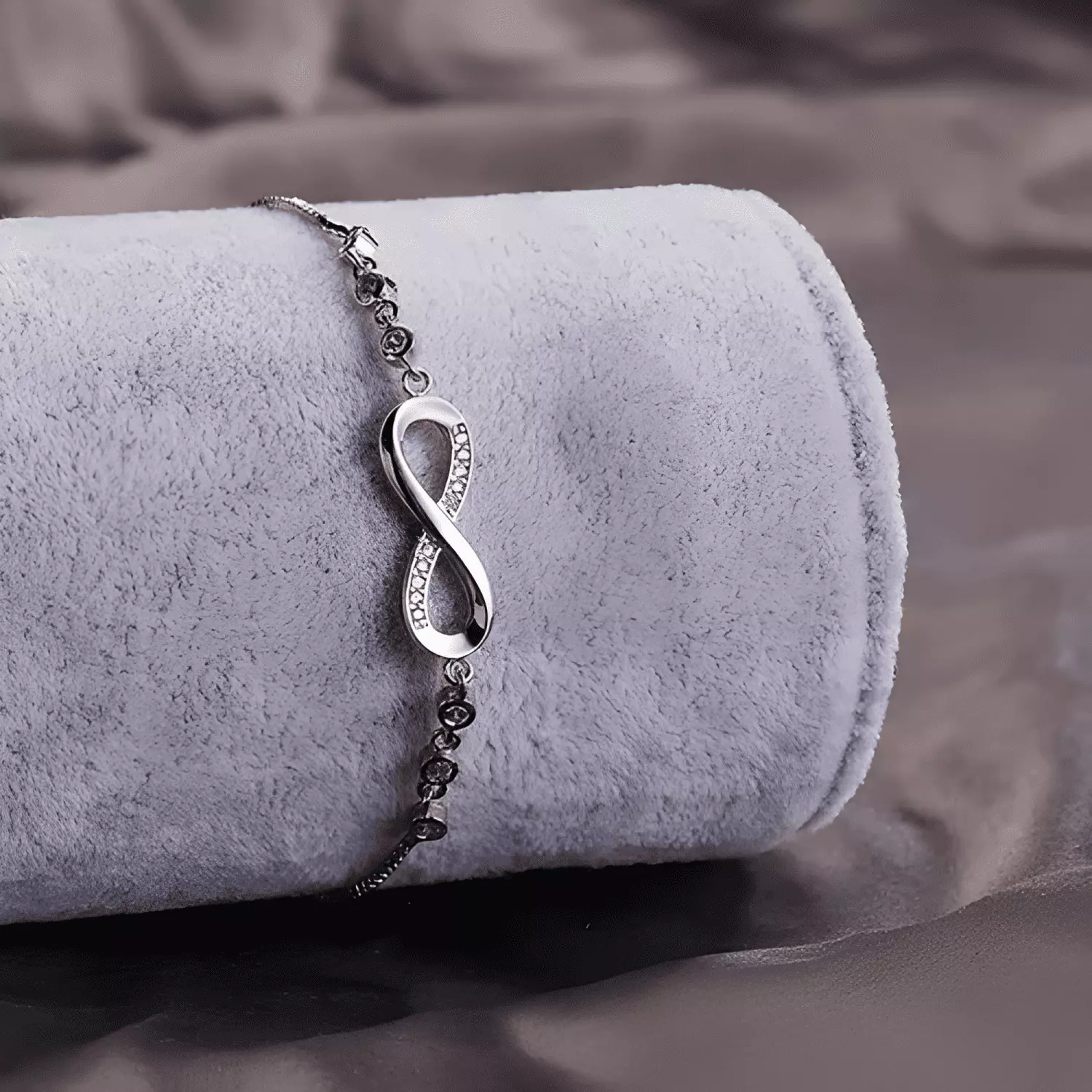 Pulsera infinito ajustable de plata ley S925 empaque regalo-3