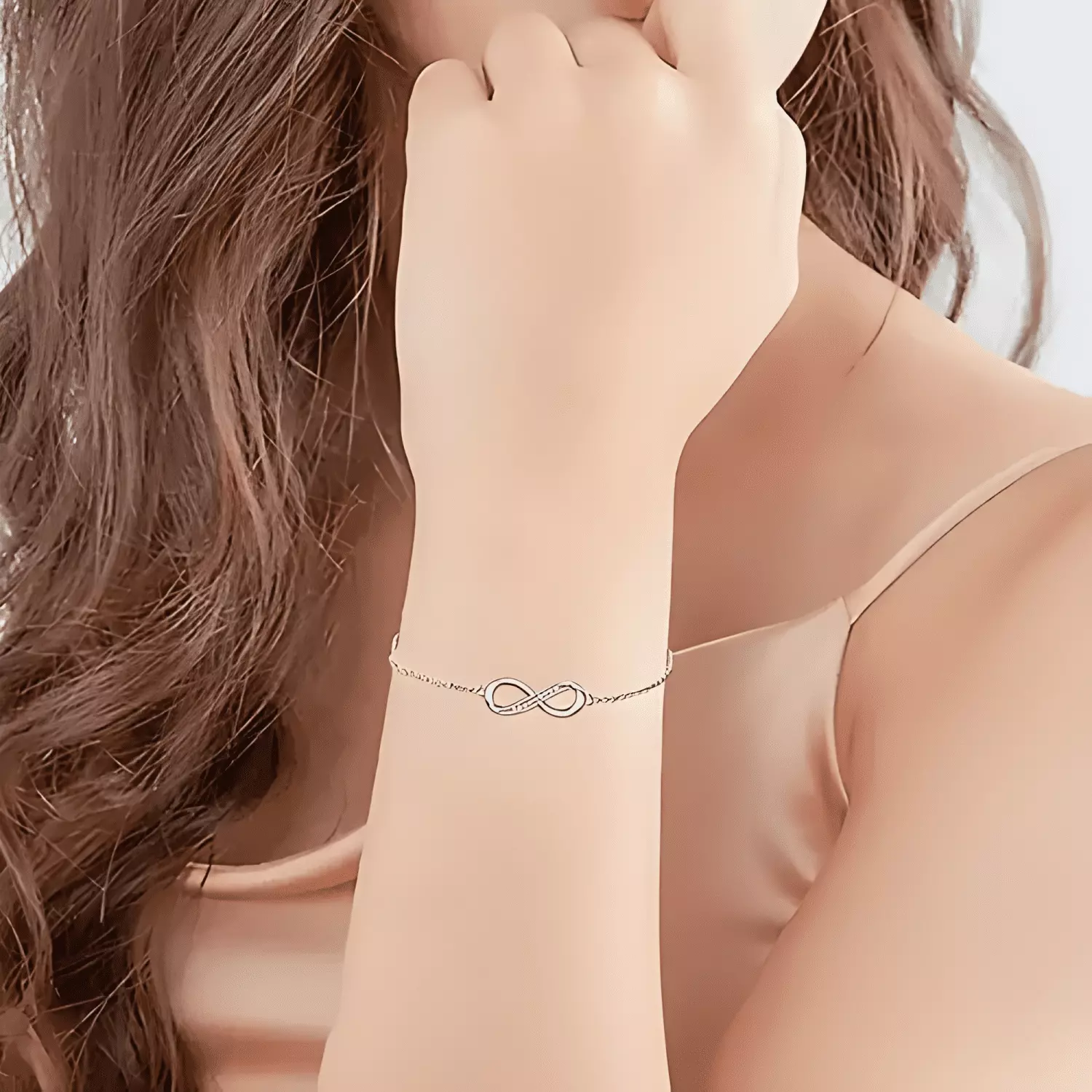 Pulsera infinito ajustable de plata ley S925 empaque regalo-4