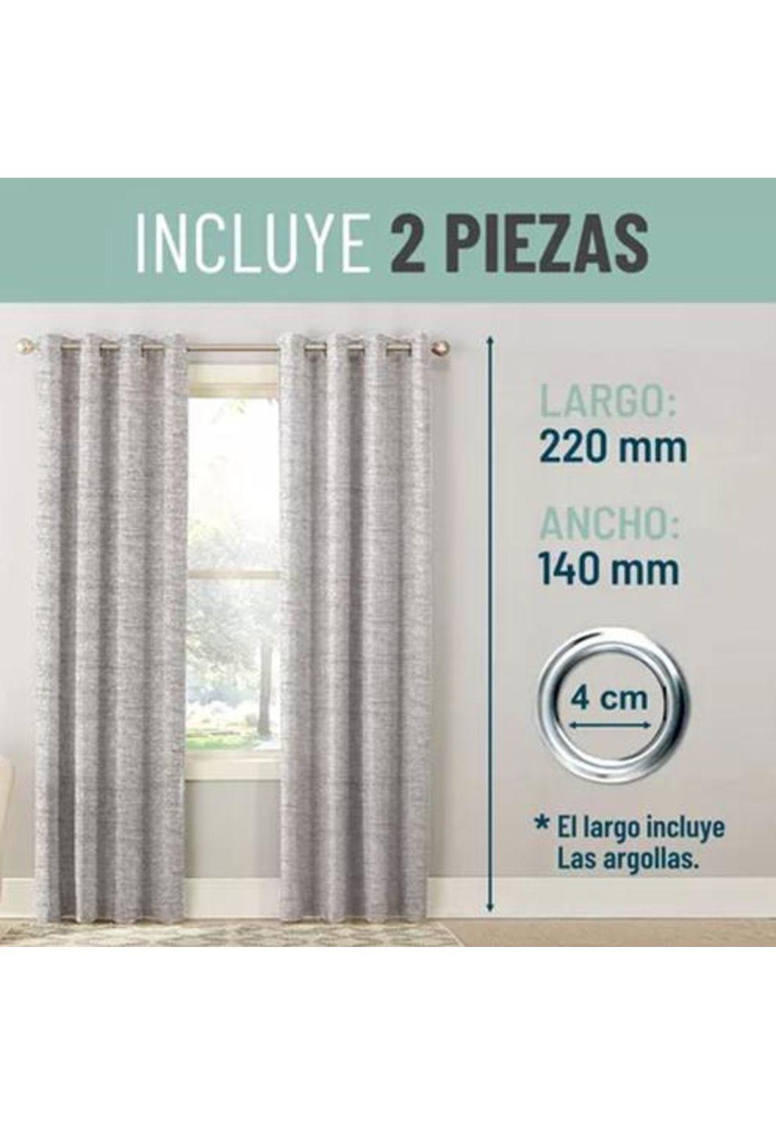 Cortina Blackout 100% 2 Paños 140x220cm Textura Lino Gris Claro-3