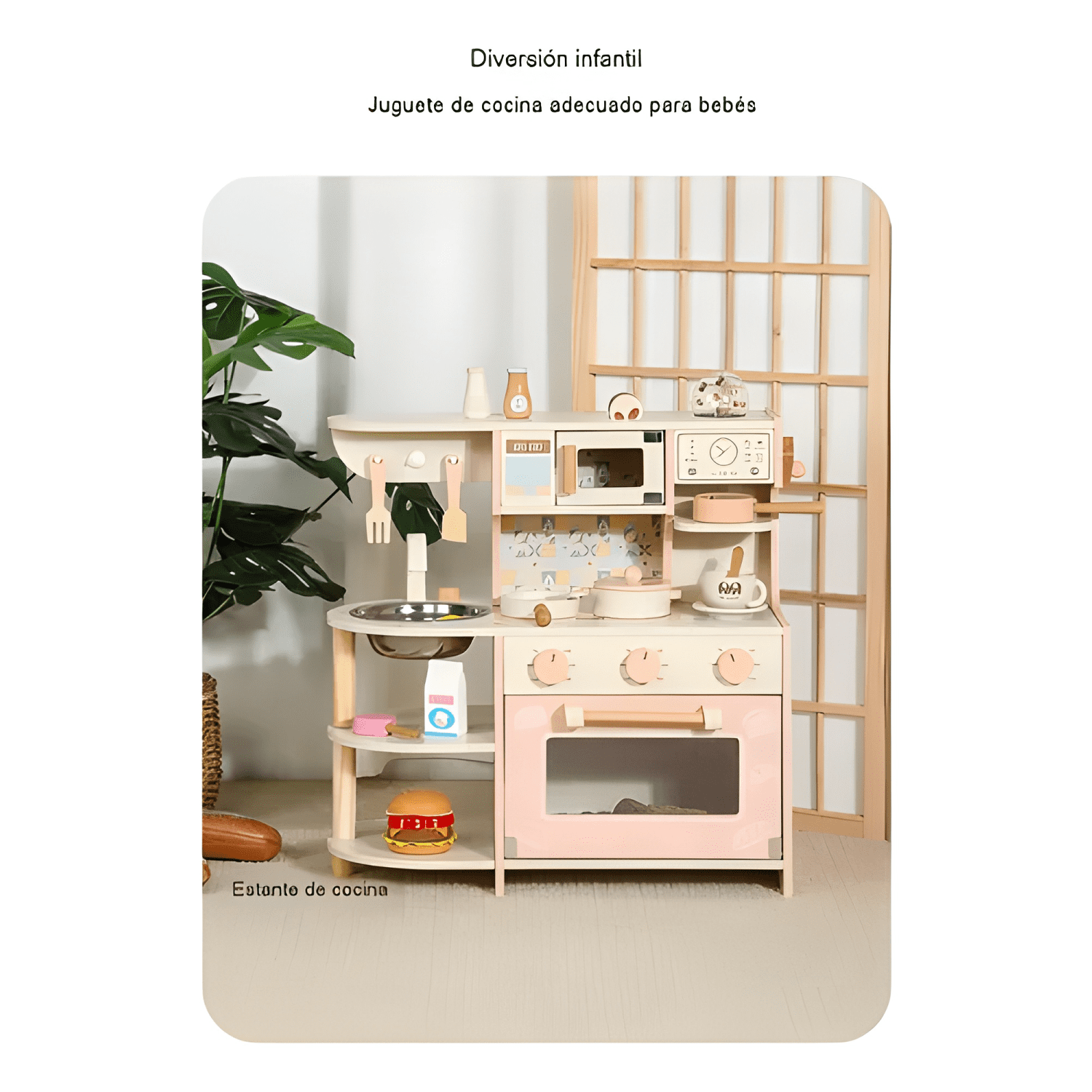 Cocina infantil de madera con horno y accesorios-4