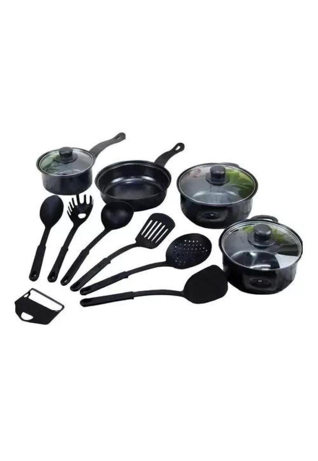 Set de Batería de Cocina - 13 Piezas, Antiadherente, Royal Mark, Ollas y Sartén, Color Negro-4