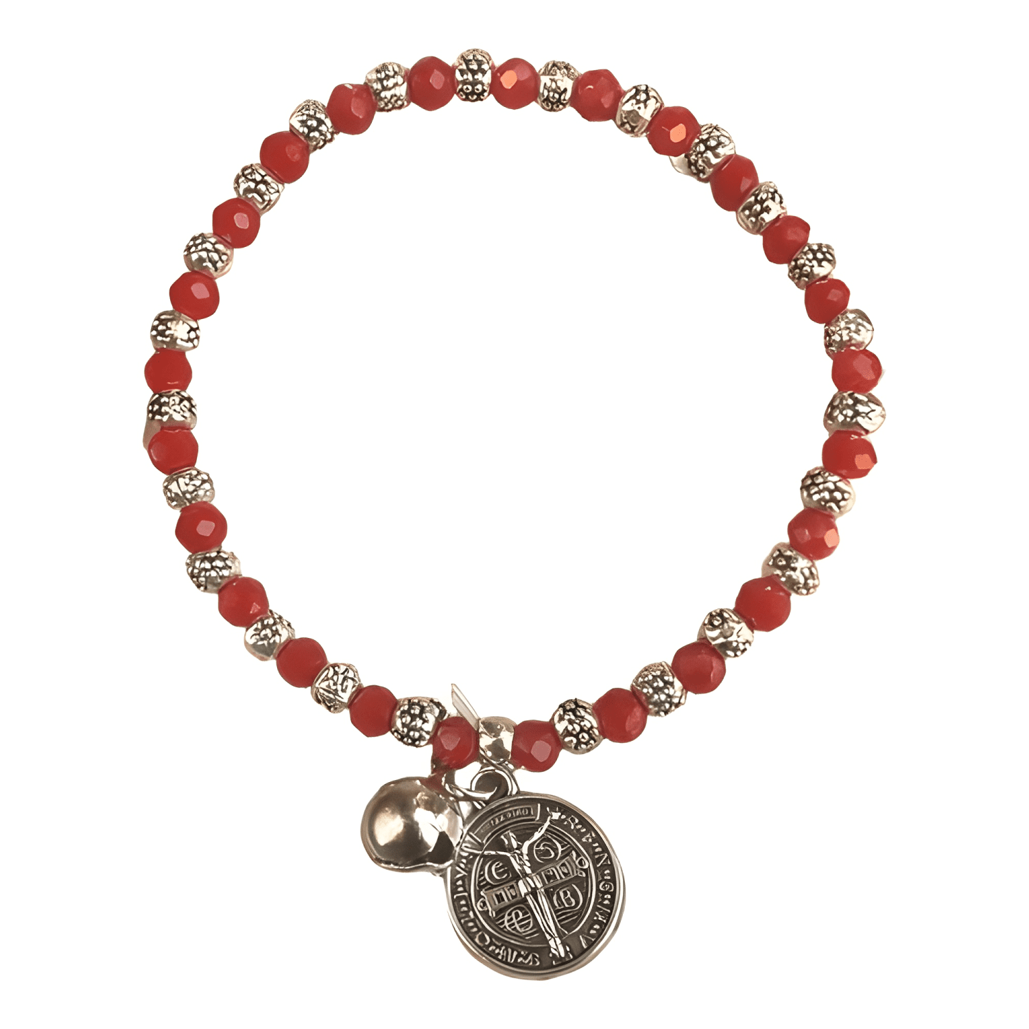 Pulsera san benito dos caras cristales rojos protección-1